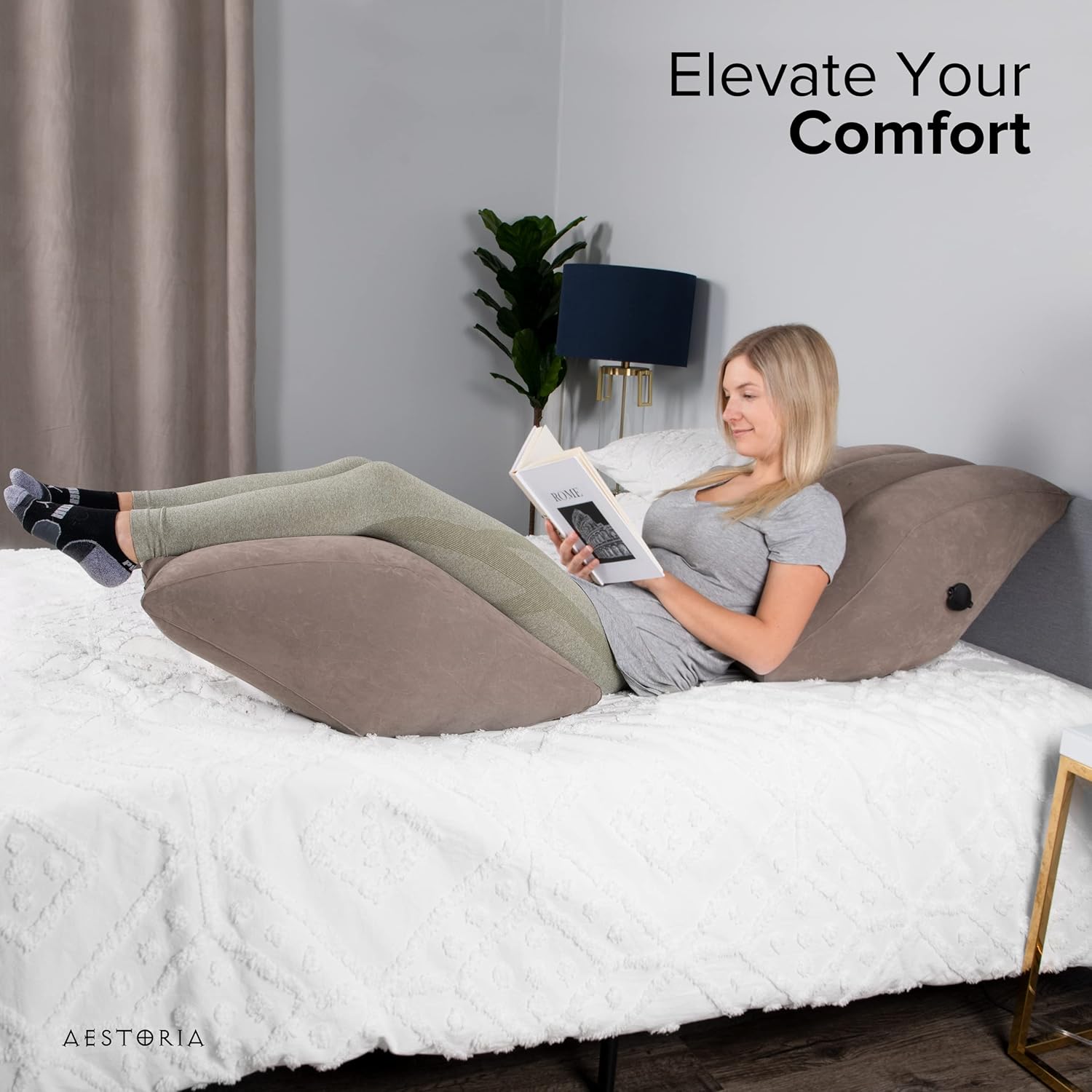 Aestoria Inflatable Leg Elevation Pillow - Portable Wedge with Storage Bag