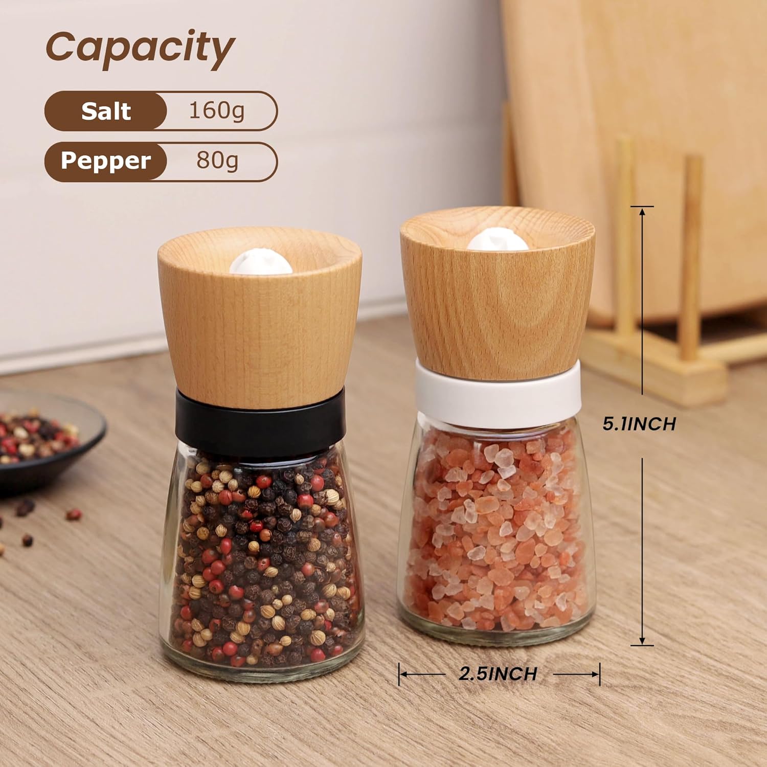 VEVOK CHEF Salt Pepper Grinder Set