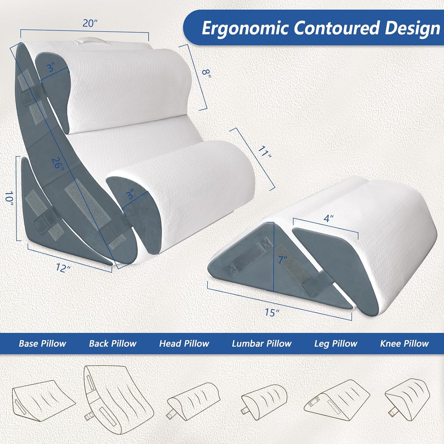 KingPavonini 6PCS Orthopedic Bed Wedge Pillow Set 1