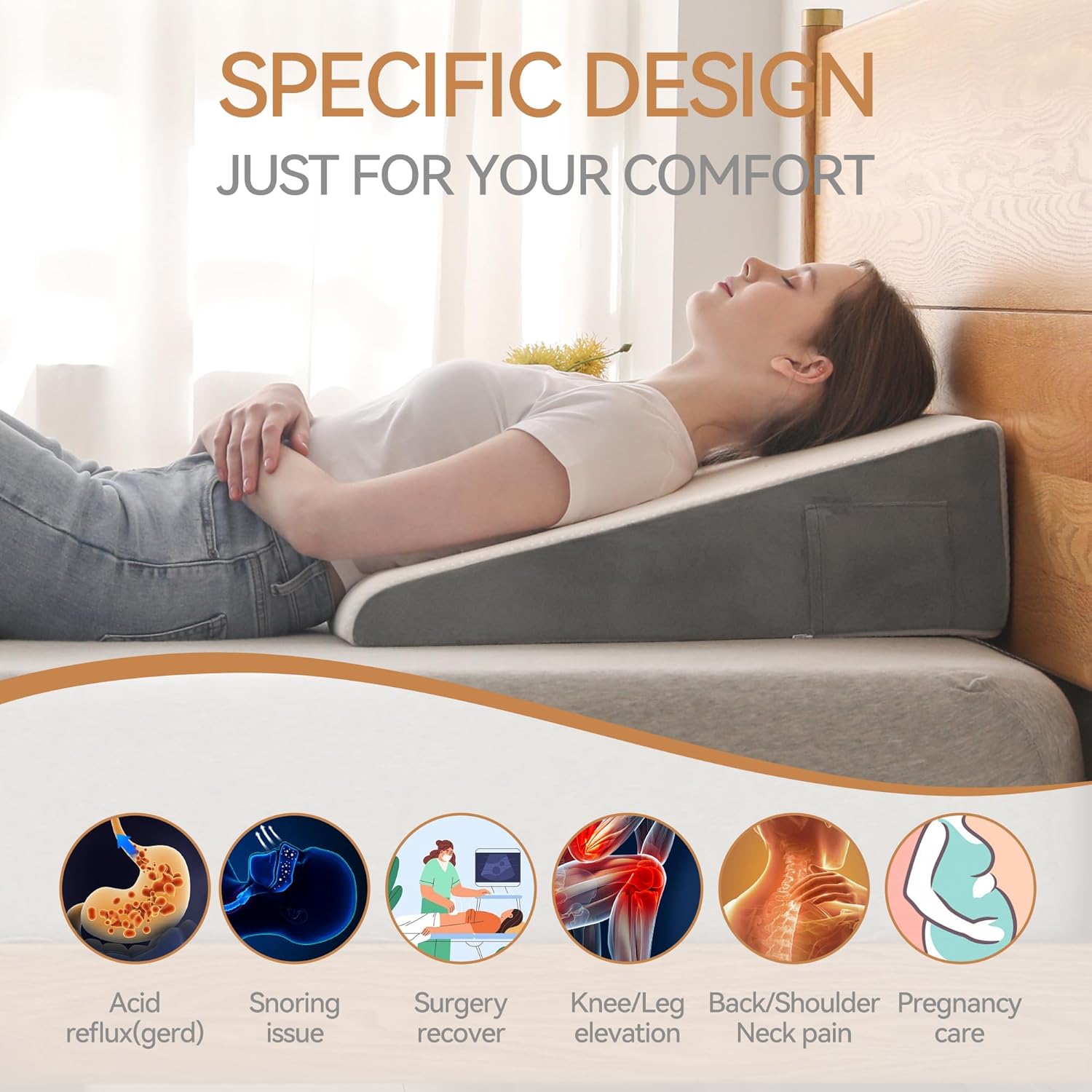Hcore Bed Wedge Pillow for Sleeping and GERD Relief