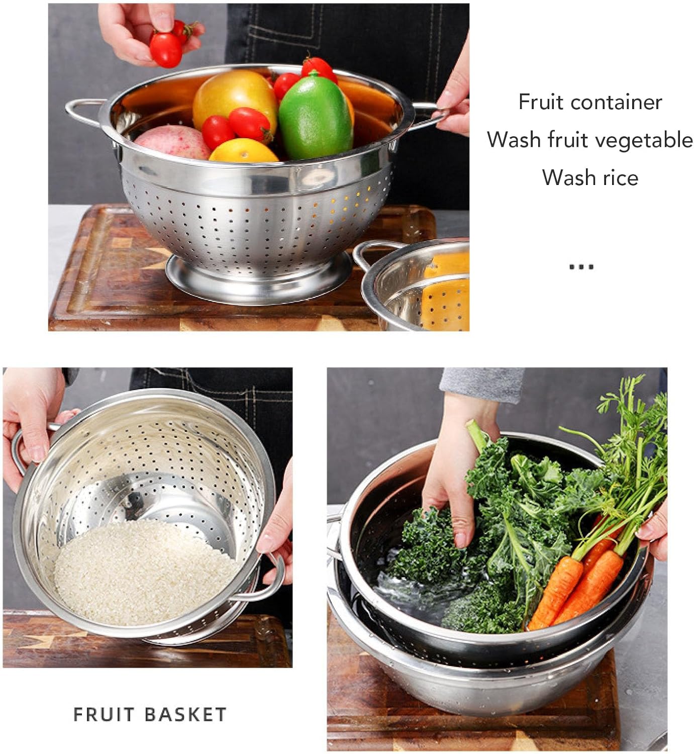 Fockety 28cm Stainless Steel Colander with Handle 1