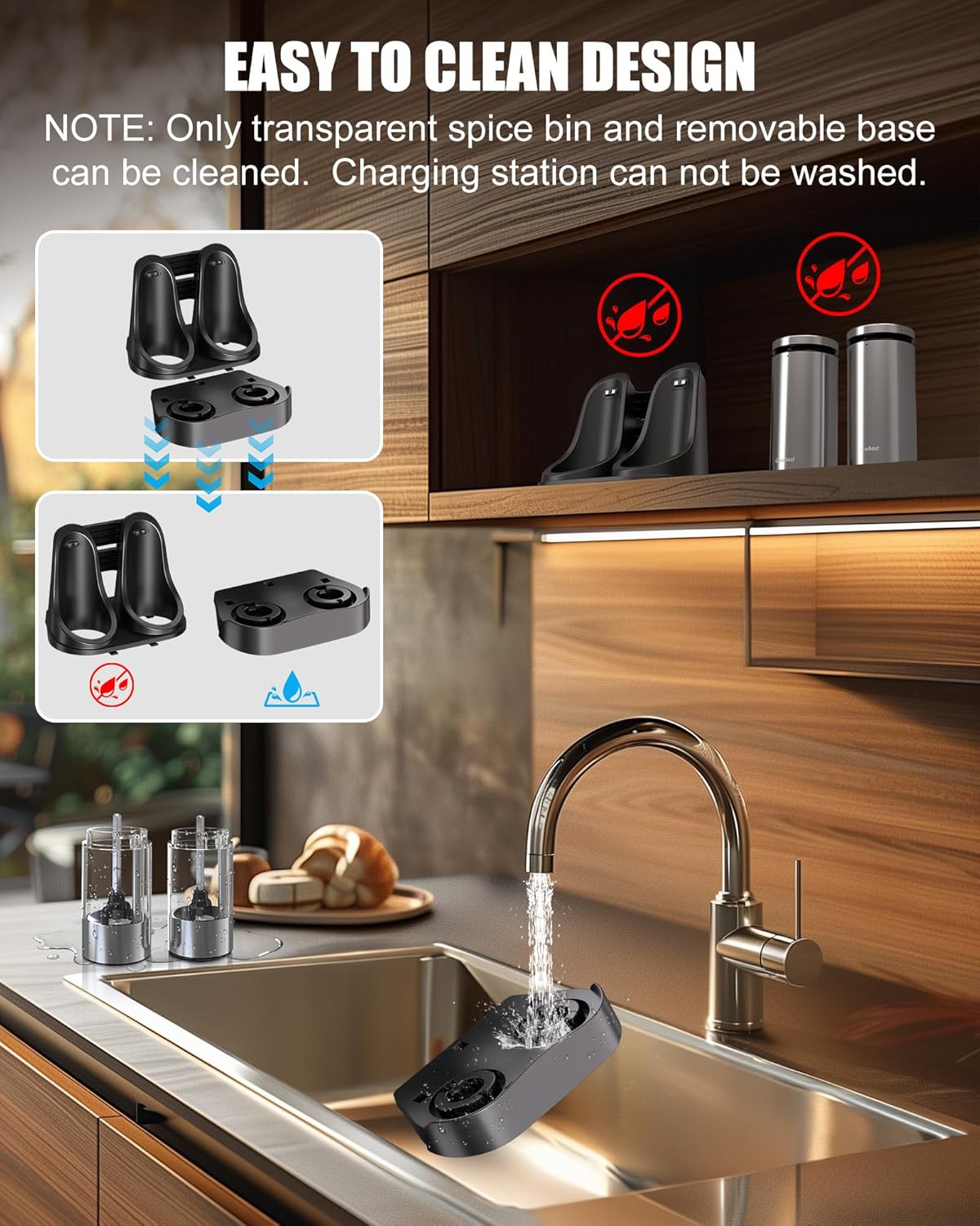 GiveBest Electric Salt Pepper Grinder Set with LED Light and USB Rechargeable