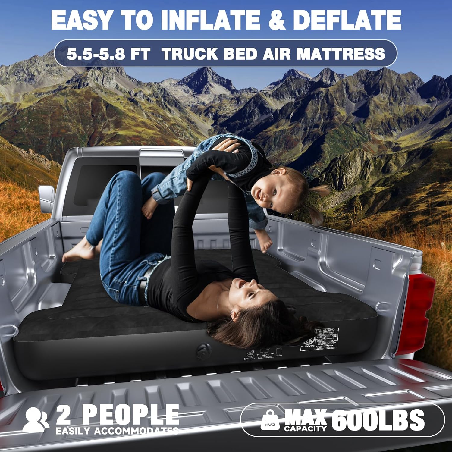 Uncle Elk Truck Bed Air Mattress with Pump and 2 Pillows 1
