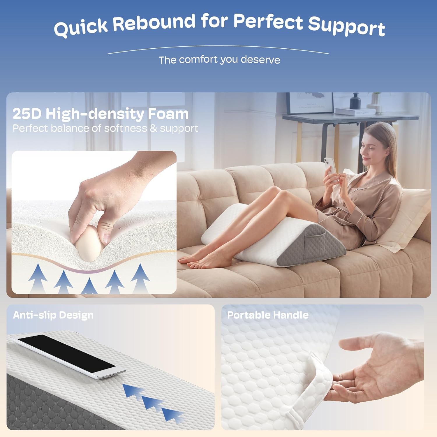 Simpledad Knee Wedge Pillow for Back Pain Relief