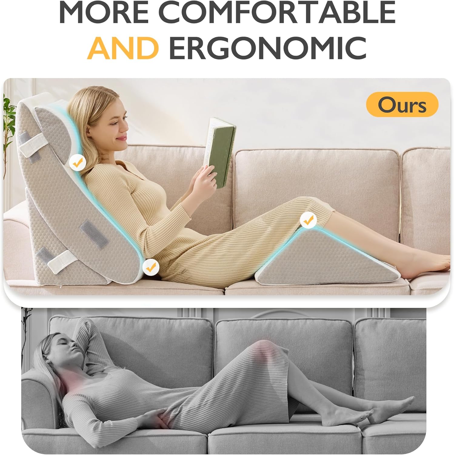 BDEUS 4-PCS Orthopedic Bed Wedge Pillow Set for Post-Surgery Recovery