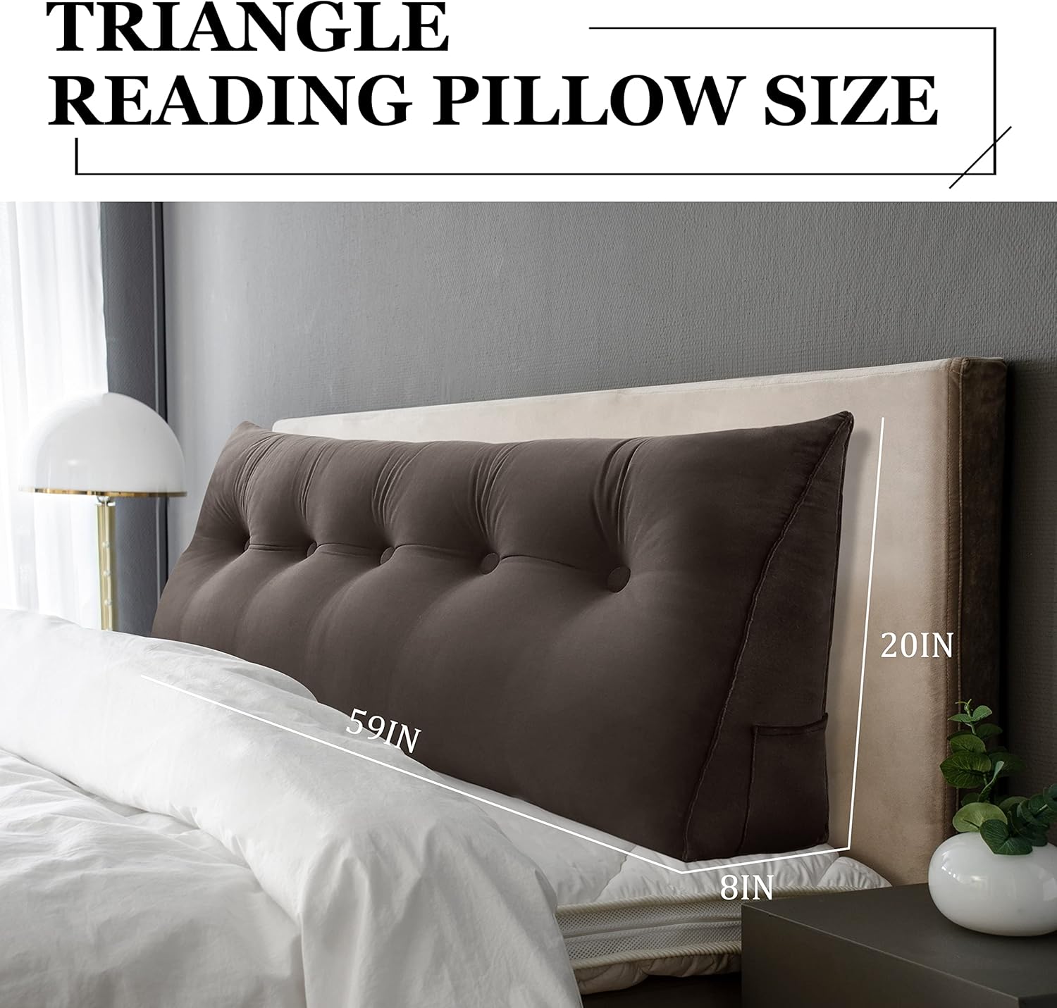 Rucener 11 lbs Queen Wedge Pillow with Side Pockets 1