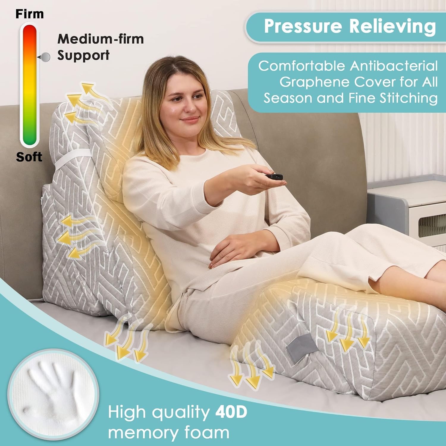 TOLEAD 6pcs Orthopedic Bed Wedge Pillow Set