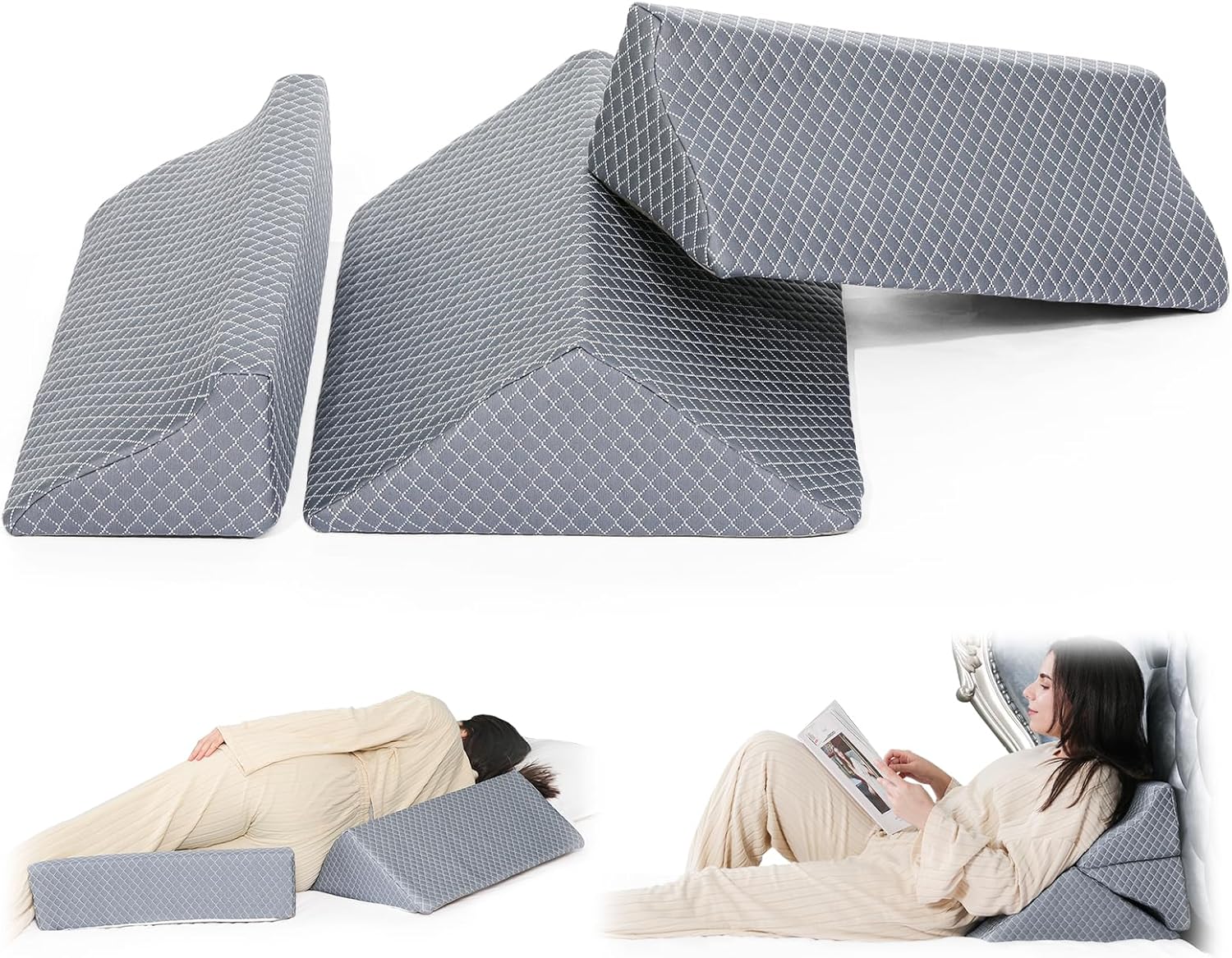 JFNoraiva 3-in-1 Bed Wedge Pillow Set for Seniors
