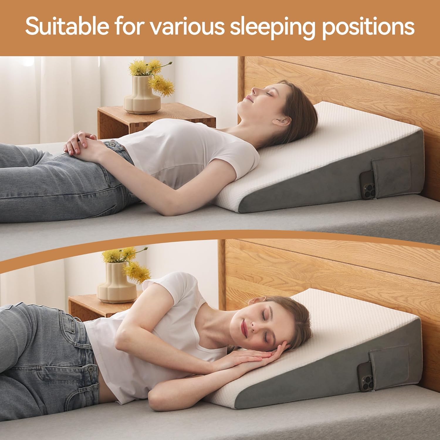 Hcore Bed Wedge Pillow for Sleeping and GERD Relief