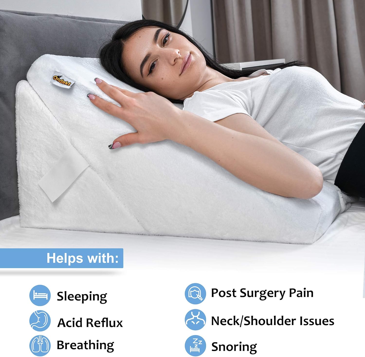 ONDEKT Adjustable Bed Wedge Pillow with Cooling Gel Memory Foam 1