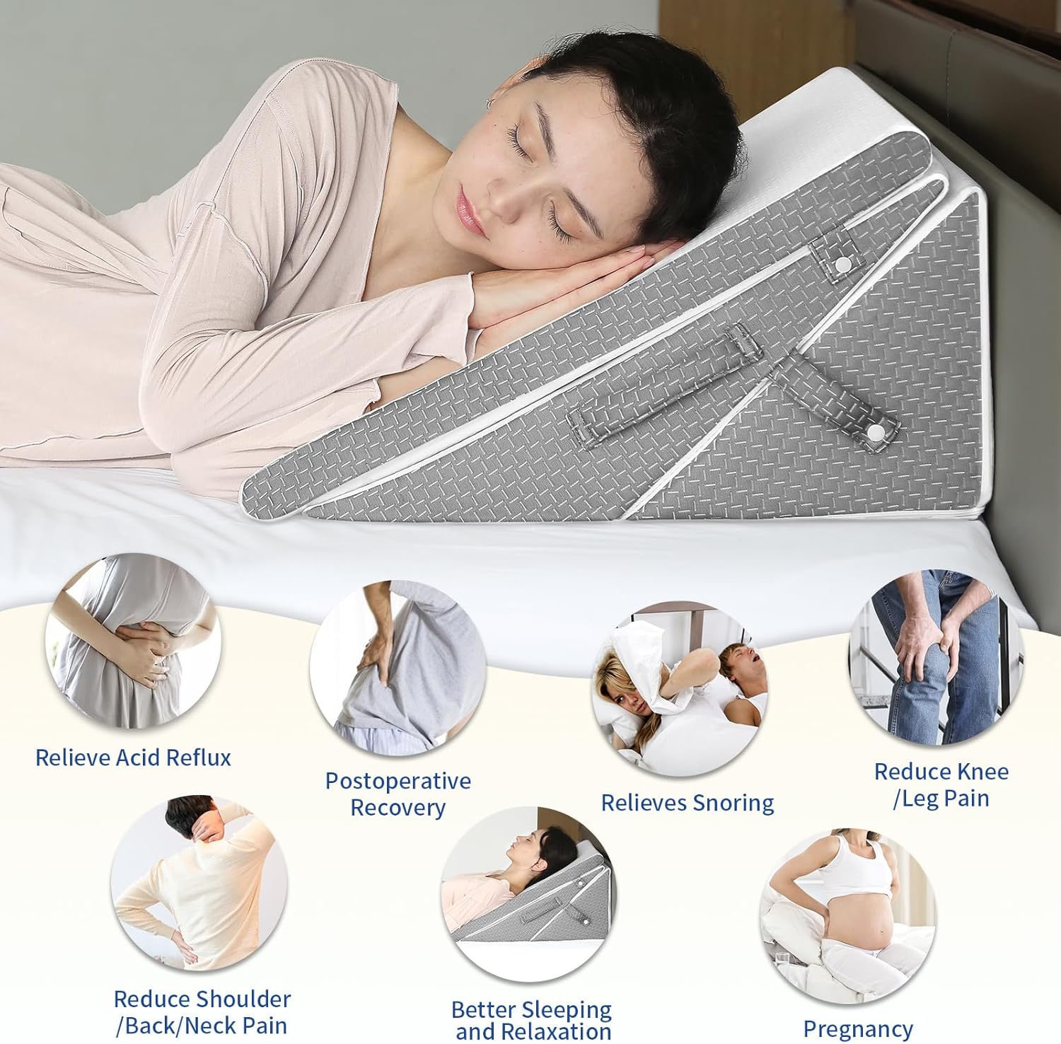 KingPavonini Memory Foam Wedge Pillow - 75 9 11 12 Inch Adjustable