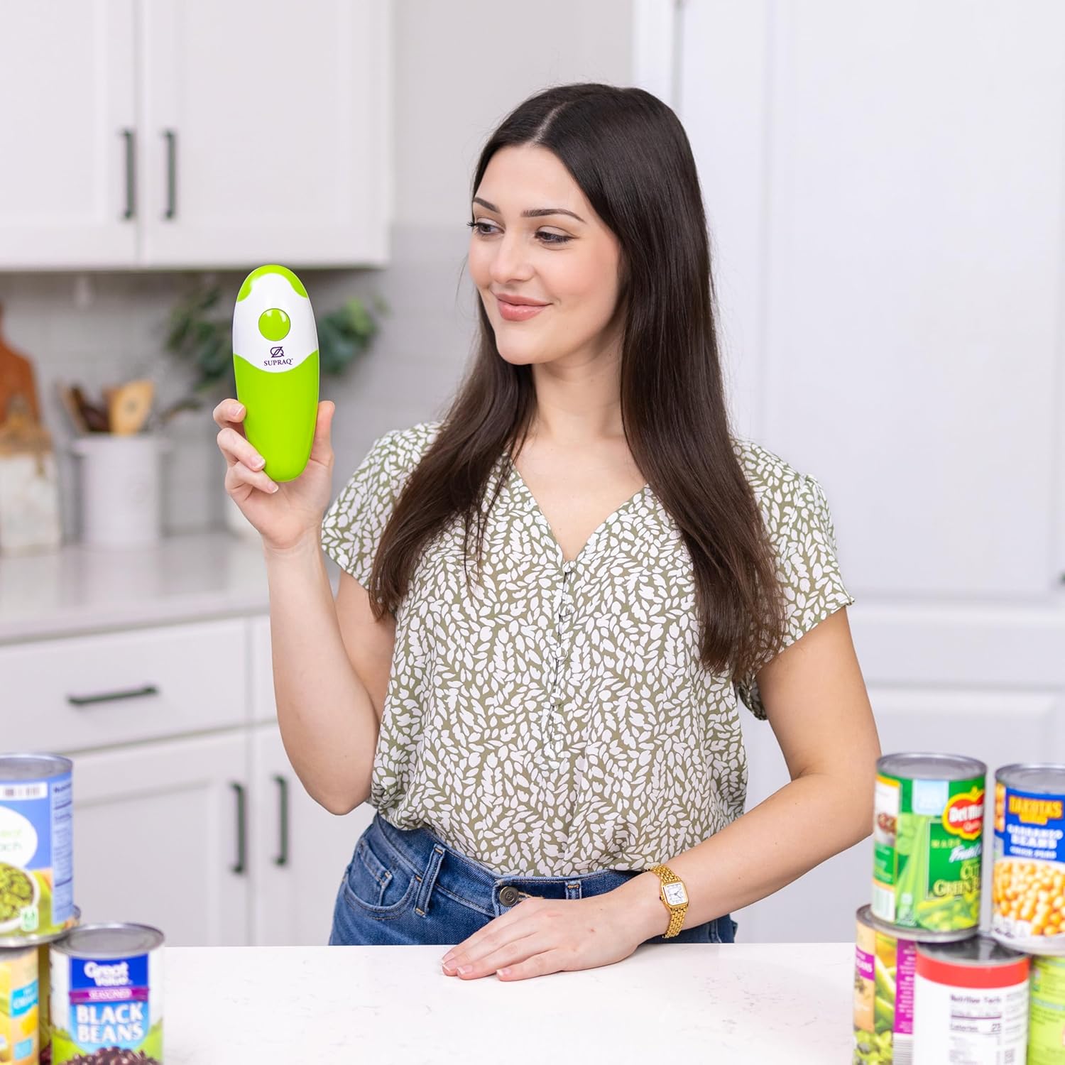 SUPRAQ Electric Can Opener with Smooth Edge Green 1