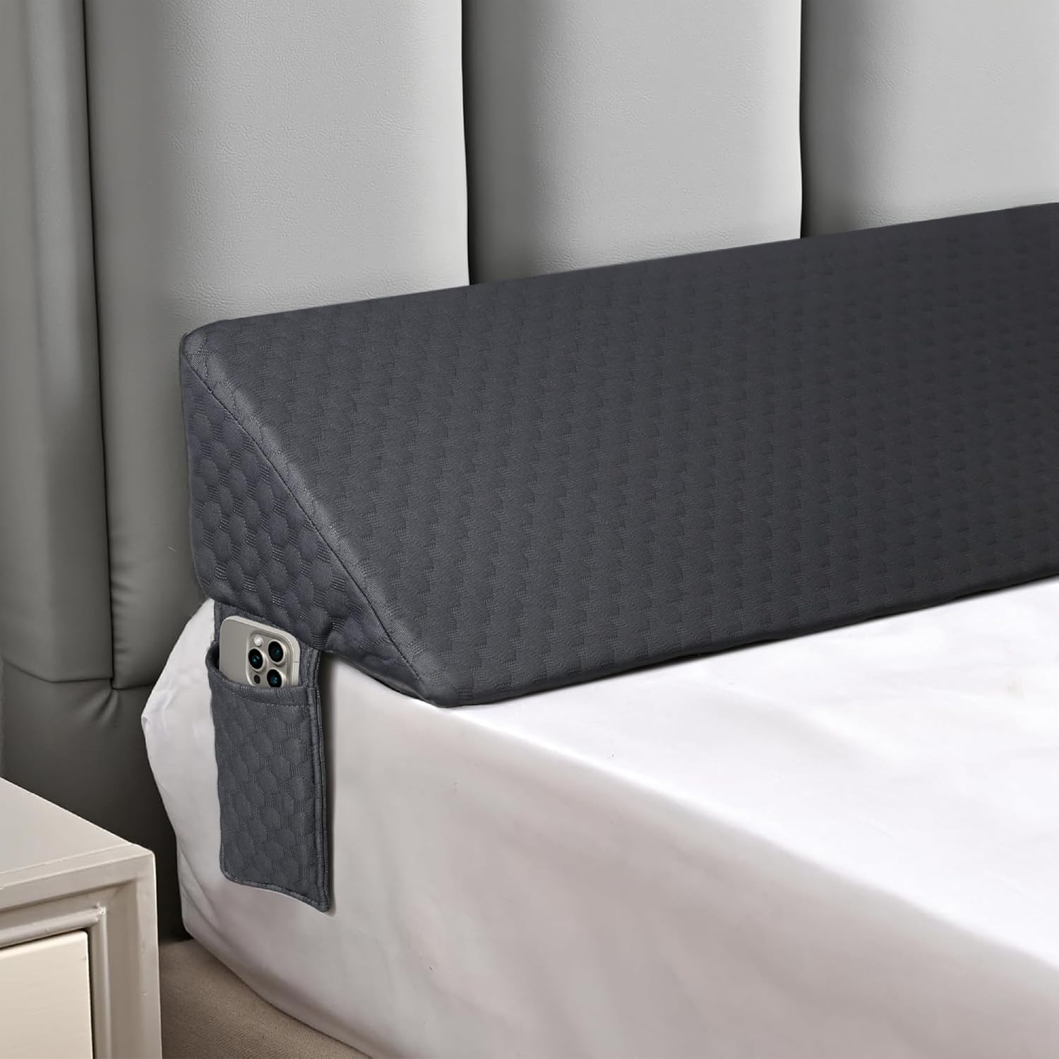 King Bed Wedge Pillow with Side Pocket - Triangle Gap Filler