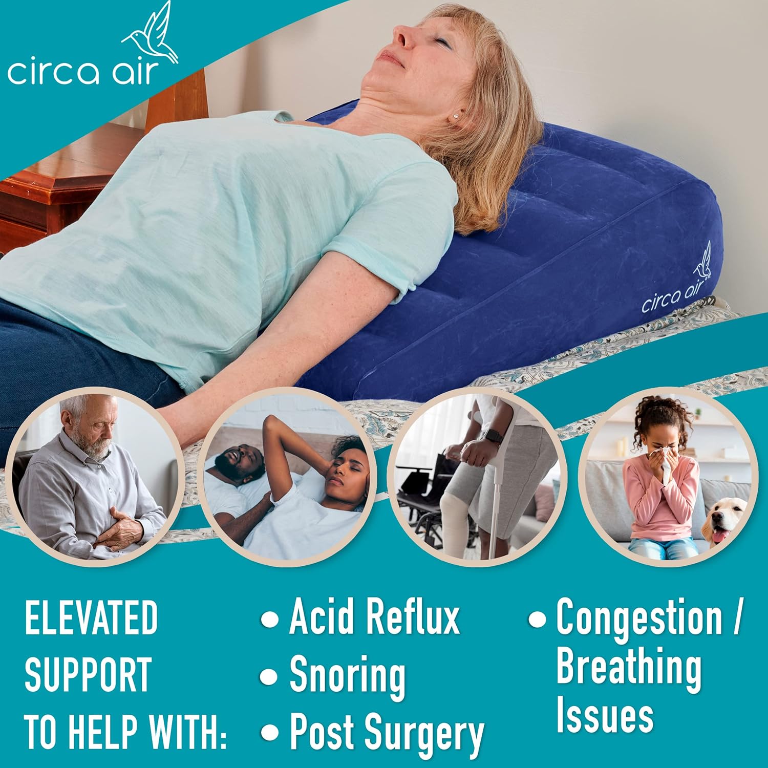 Circa Air Inflatable Triangle Pillow - 27 Extra Wide Travel Wedge