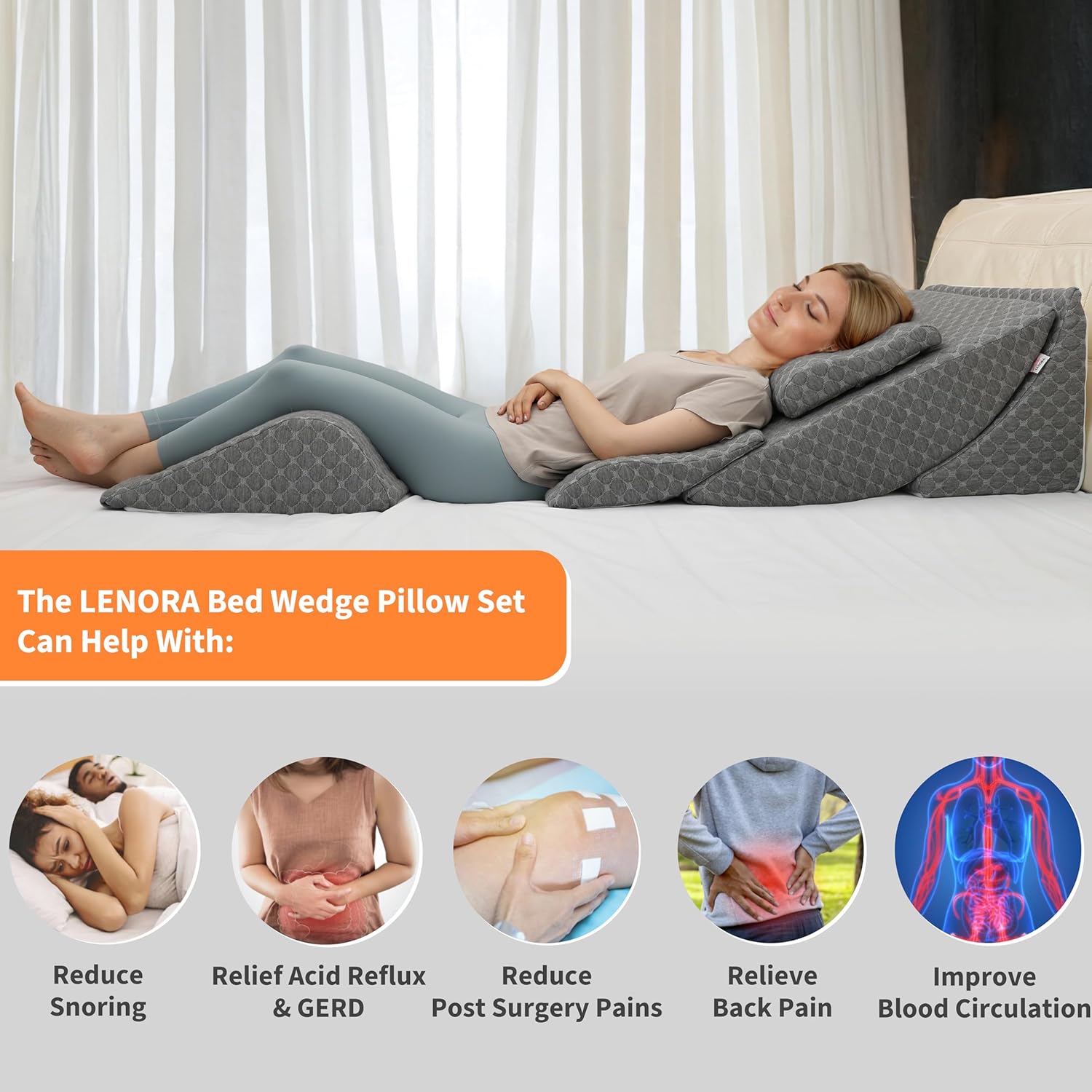 Lenora Adjustable Orthopedic Wedge Pillow Set
