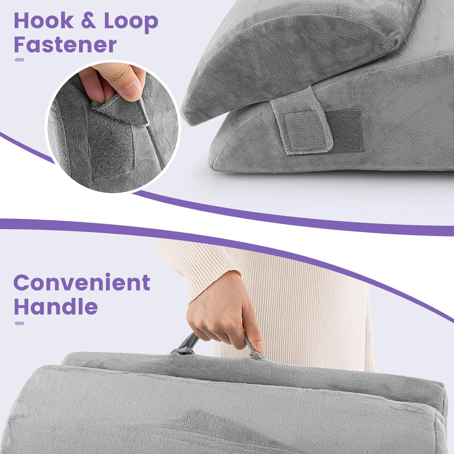 KOMFOTT 3PCS Adjustable Orthopedic Wedge Pillow Set