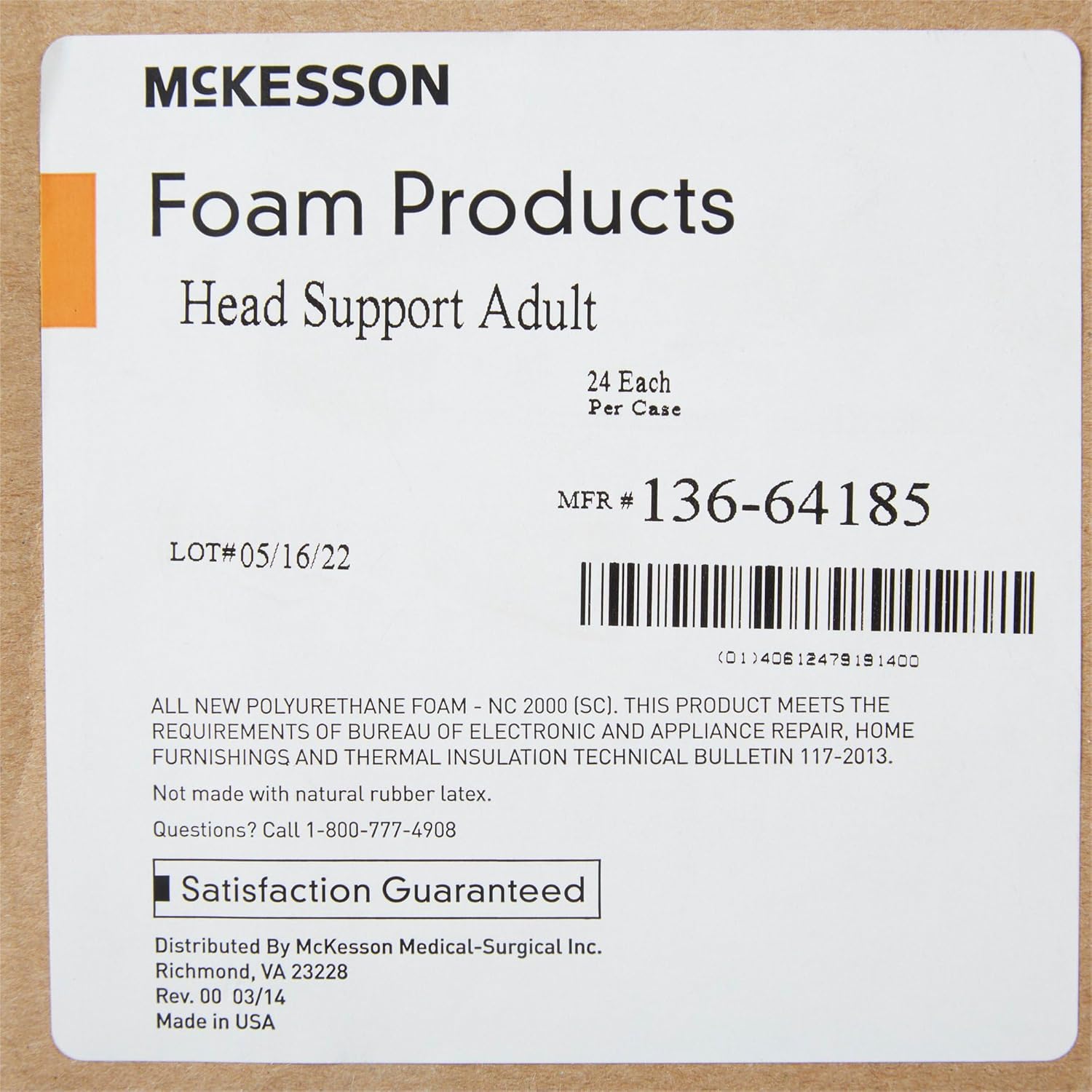 McKesson Foam Pillow Head Positioner 24 Count
