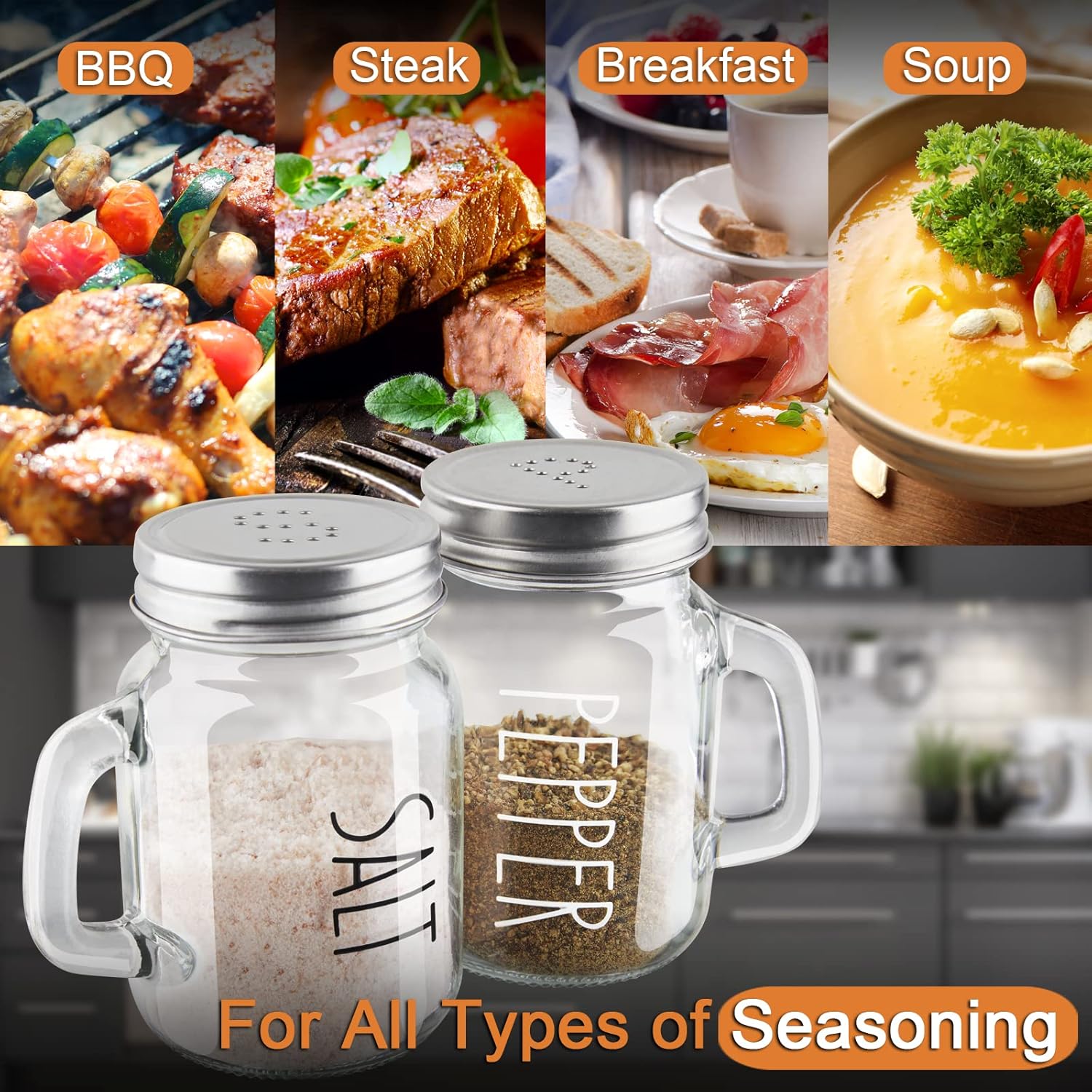 ZOSUJO 4 oz Clear Salt Pepper Shaker Set
