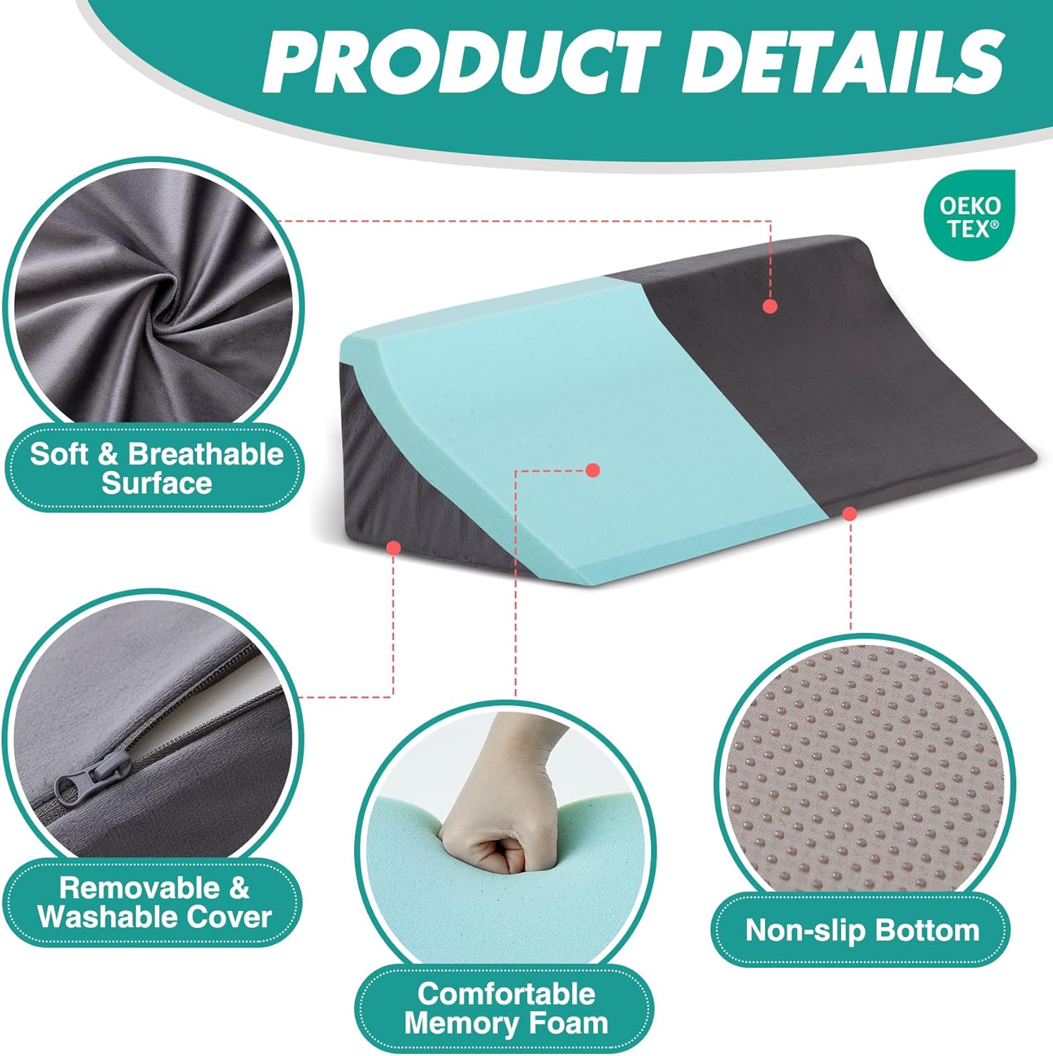 Multi-Use Wedge Pillow for Side Sleepers and Pregnant Women