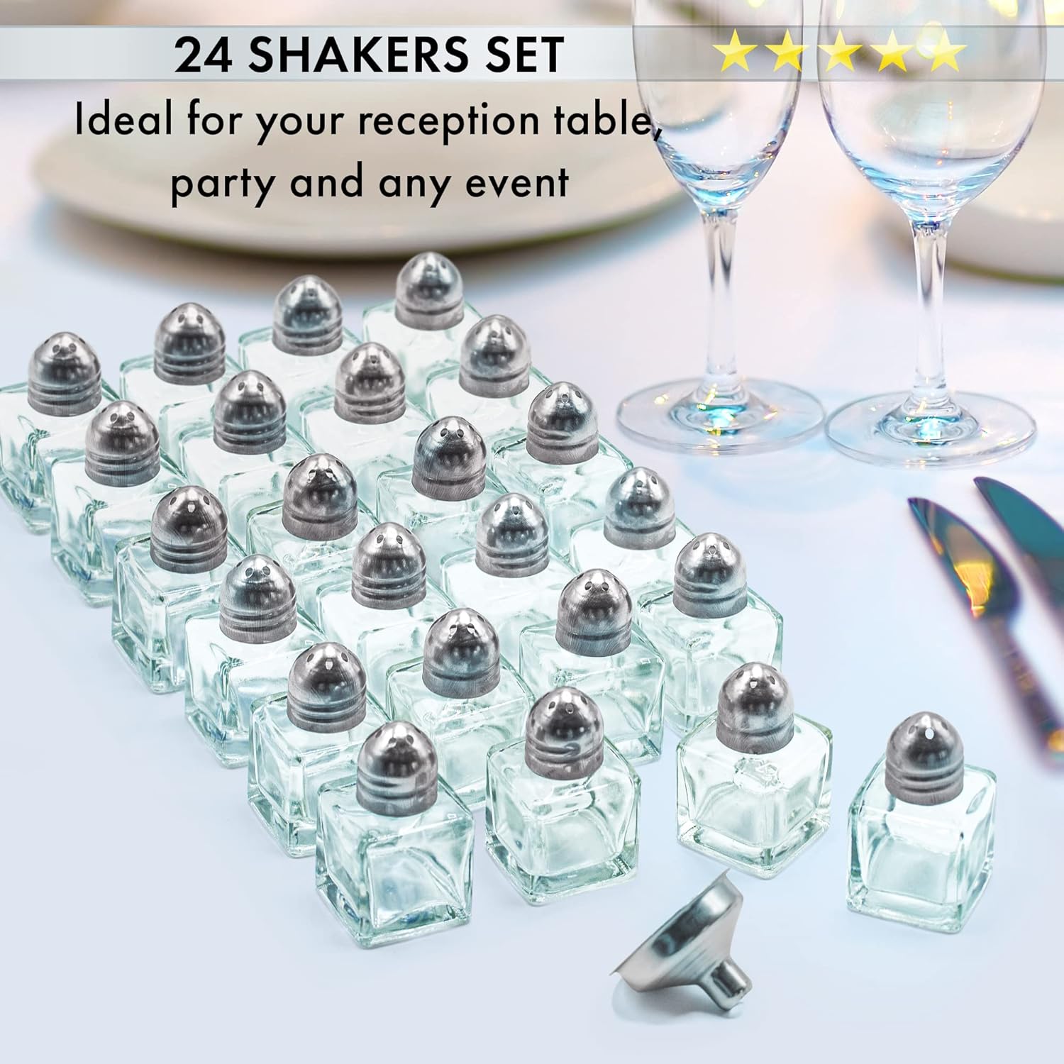 Srenta 24-Pack Clear Glass Salt Pepper Shakers