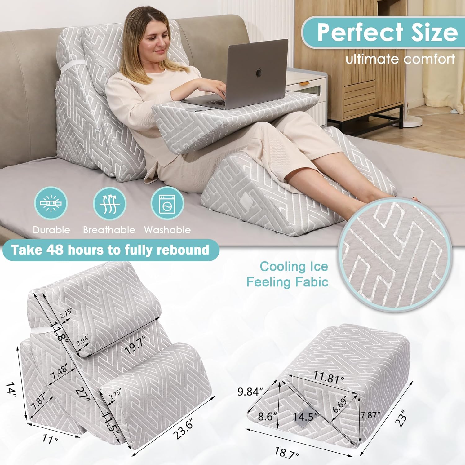 TOLEAD 6pcs Orthopedic Bed Wedge Pillow Set