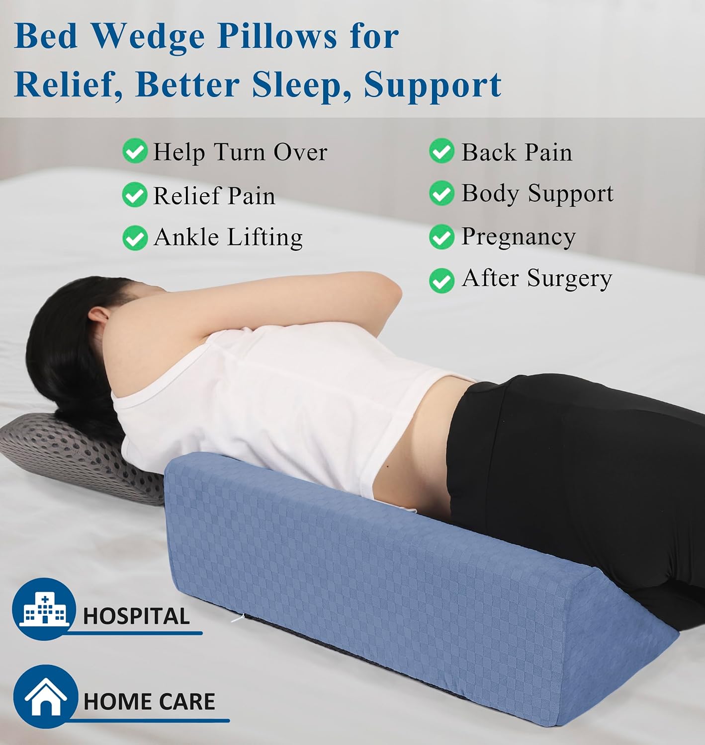 Jacobable Bed Wedge Pillow for Side Sleepers and Pregnant Women