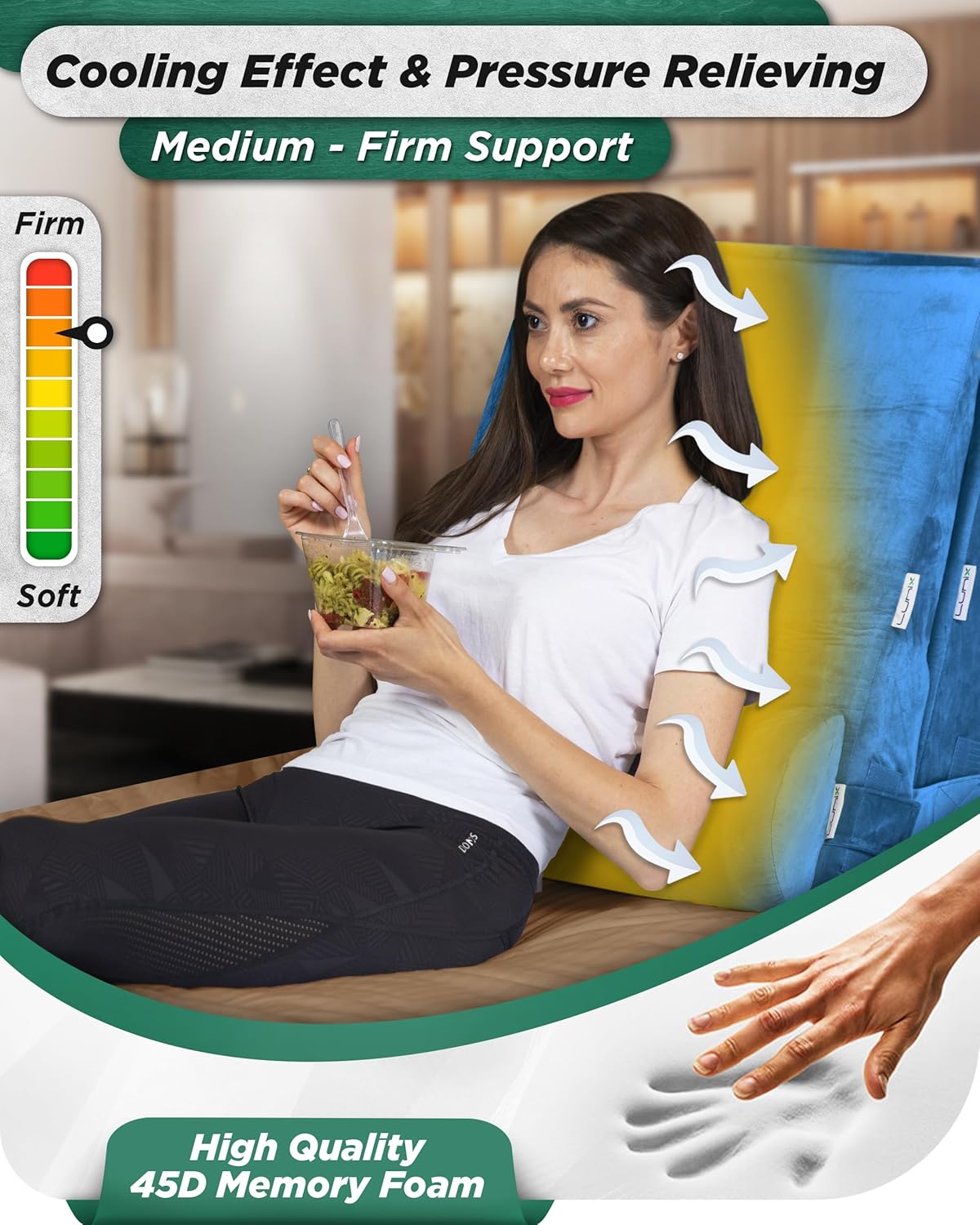 Lunix 4pcs Orthopedic Wedge Pillow Set with Hot Cold Pack