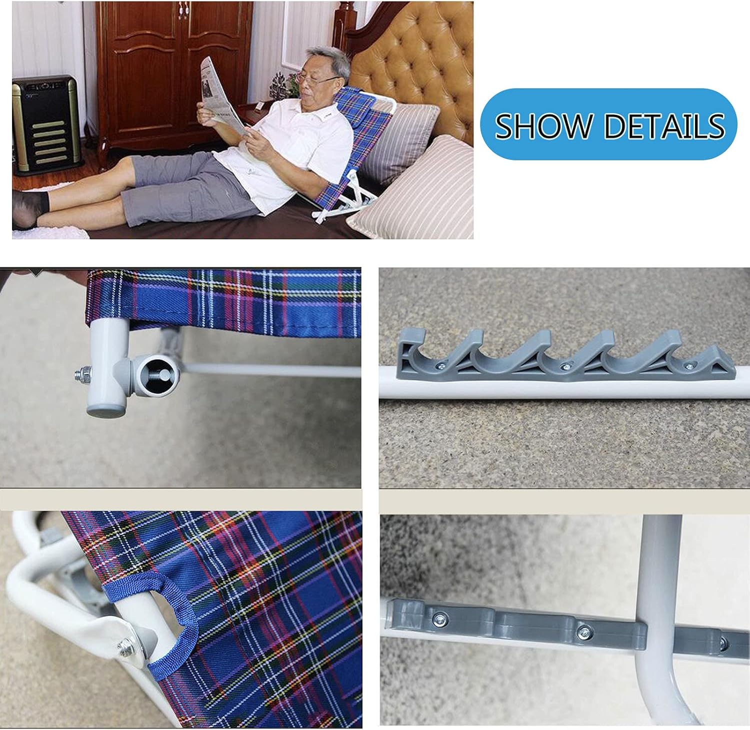 Adjustable Padded Portable Backrest with Head Pillow