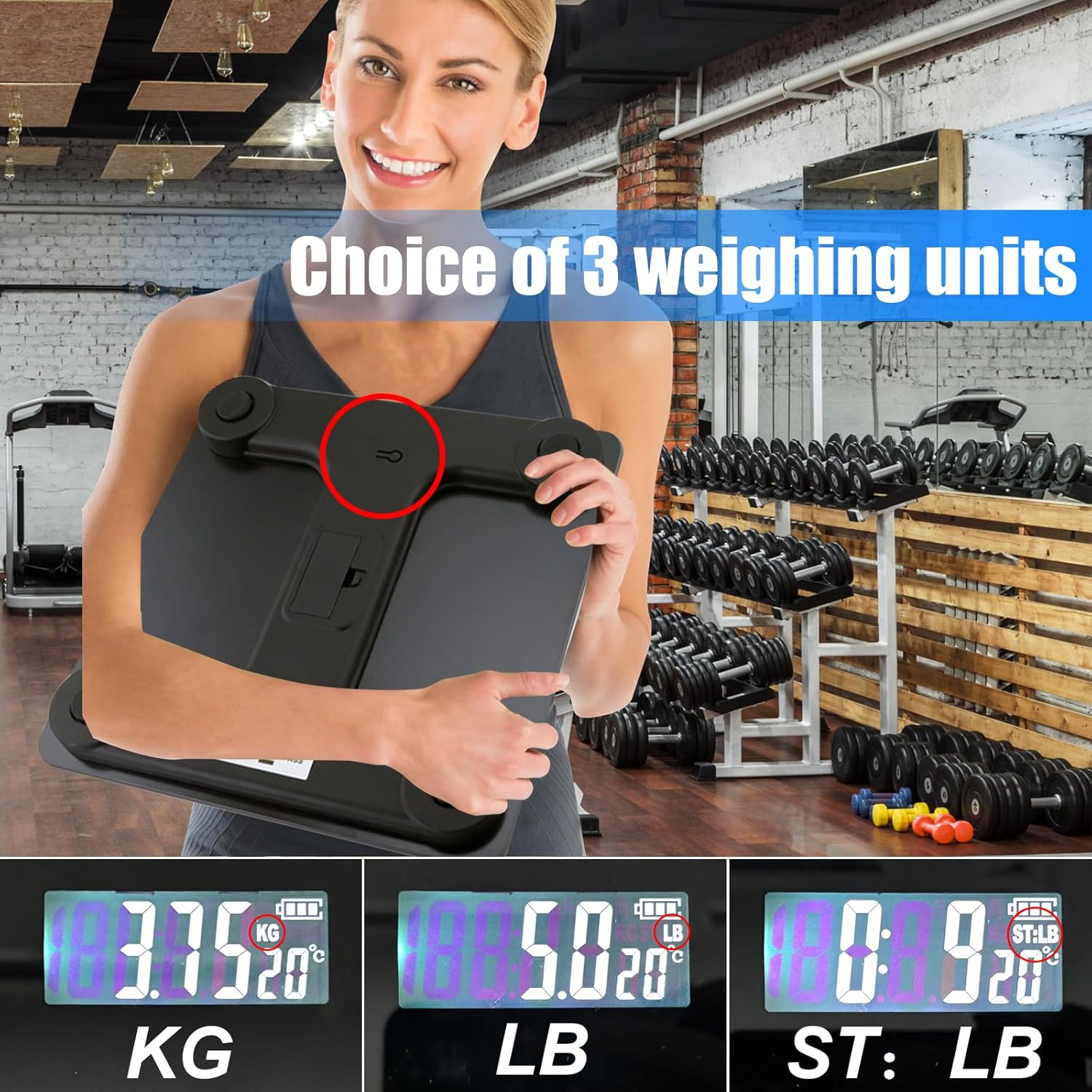 Vanwoke Smart Scale with Blue LCD Backlight and Body Fat Measurement 1