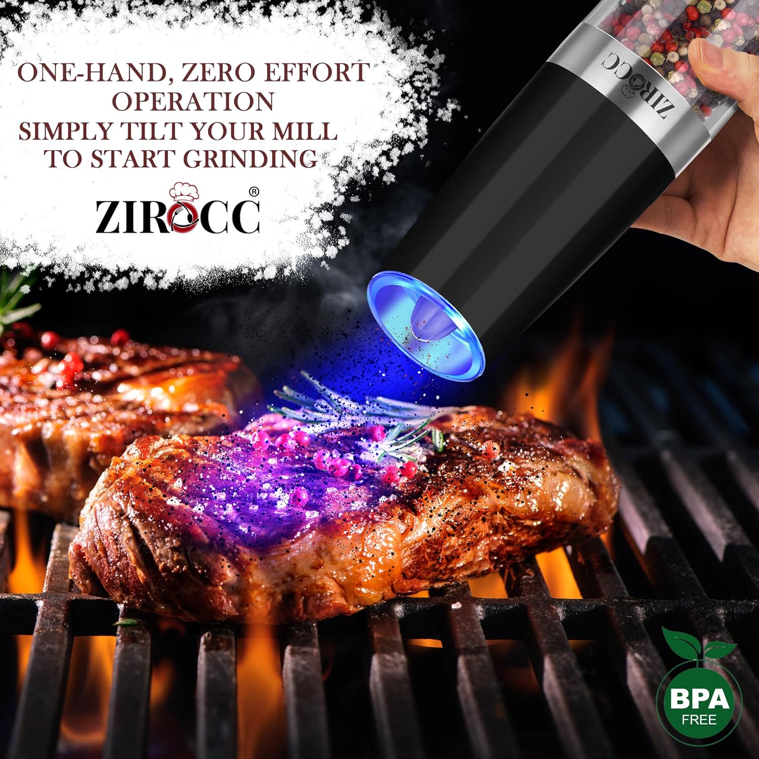 ZIROCC Gravity Electric Salt Pepper Grinder Set