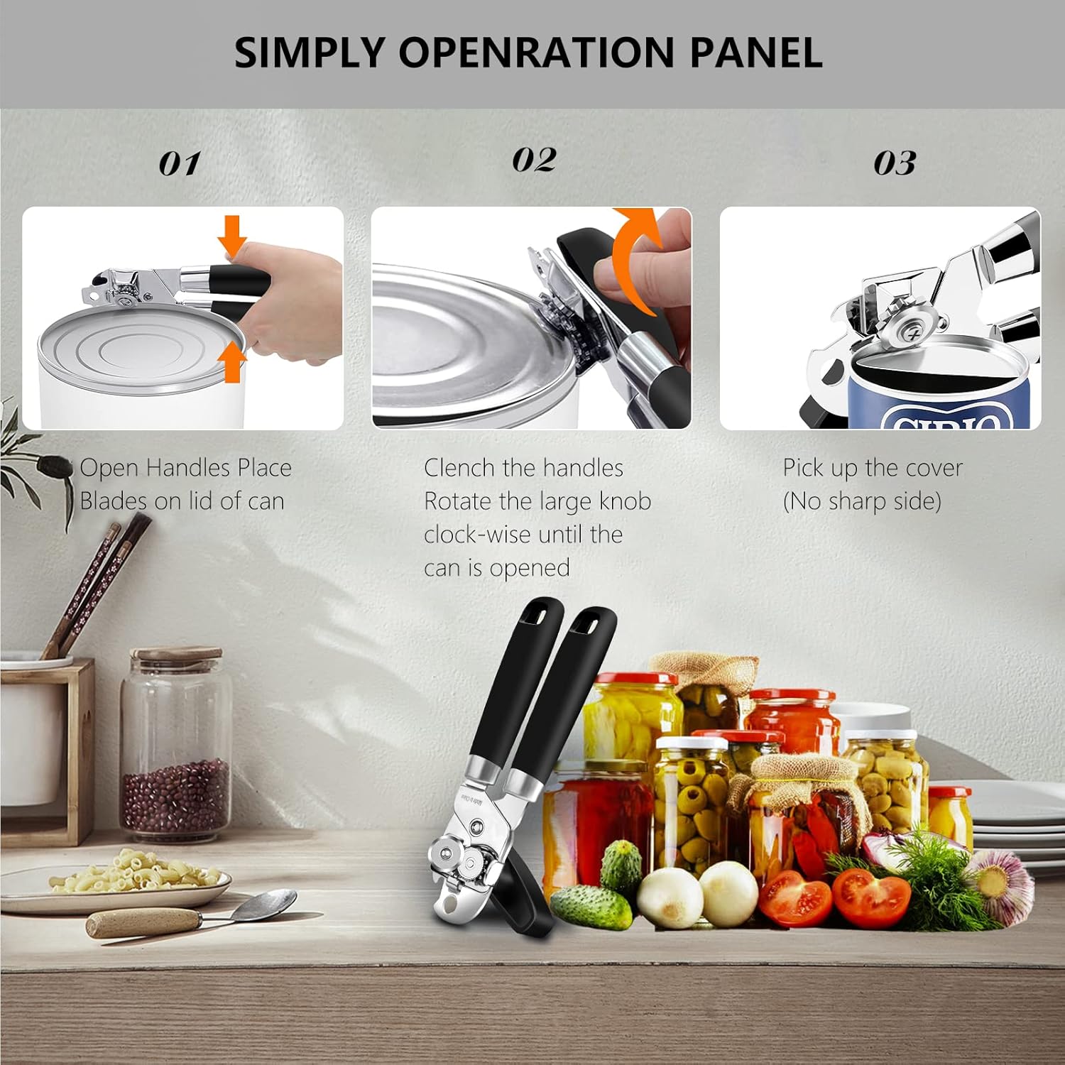 OUTWAY 3-In-1 Can Opener Bottle Opener Stainless Steel