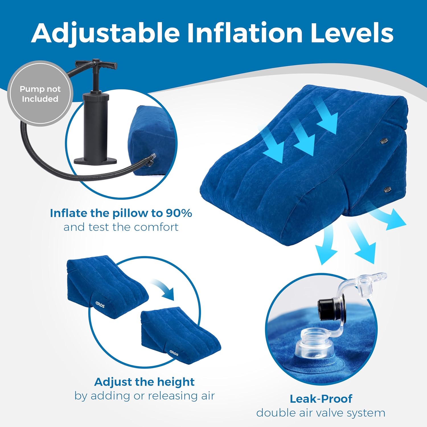 Gads Inflatable Wedge Pillow Set for Leg Elevation and Travel