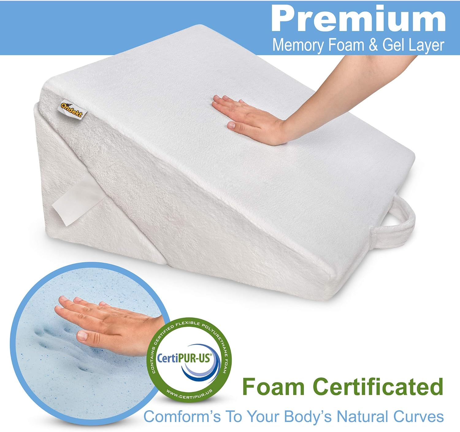 ONDEKT Adjustable Bed Wedge Pillow with Cooling Gel Memory Foam 1