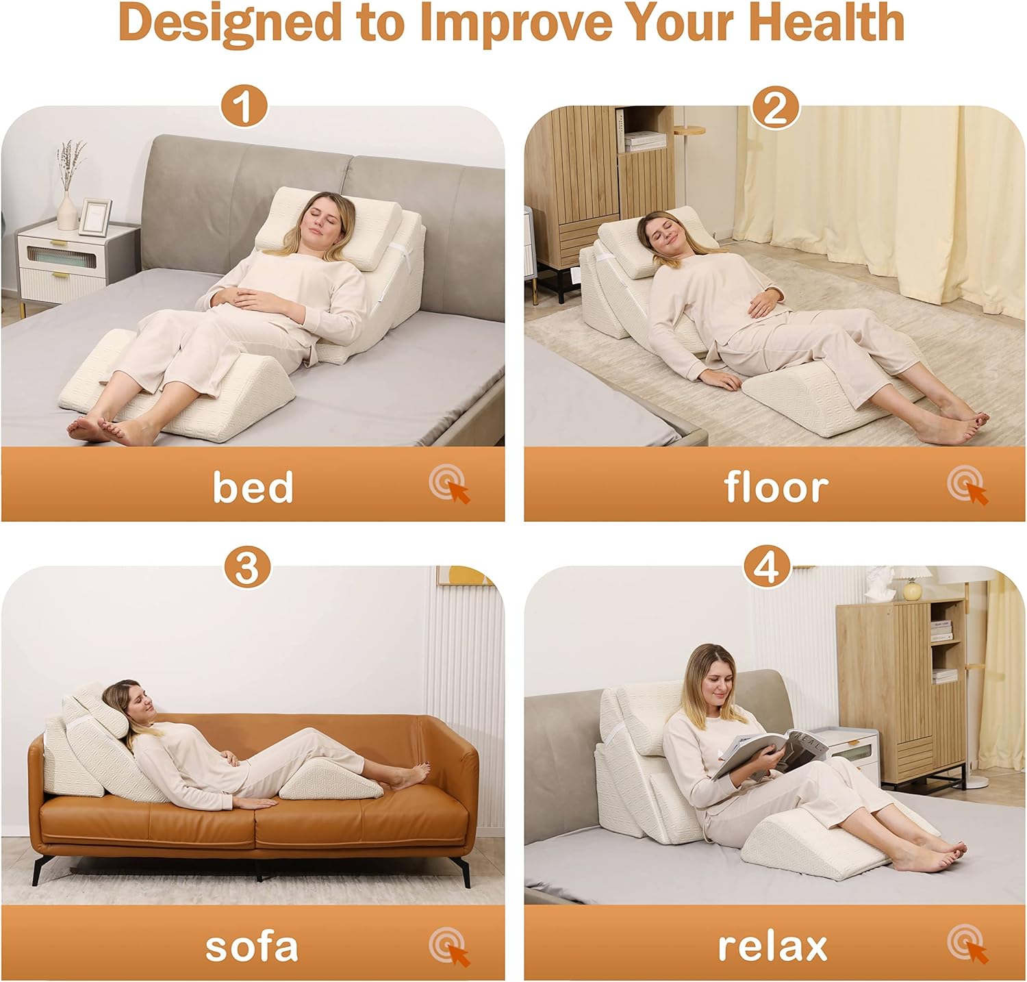 Betterhood 5pcs Orthopedic Bed Wedge Pillow Set