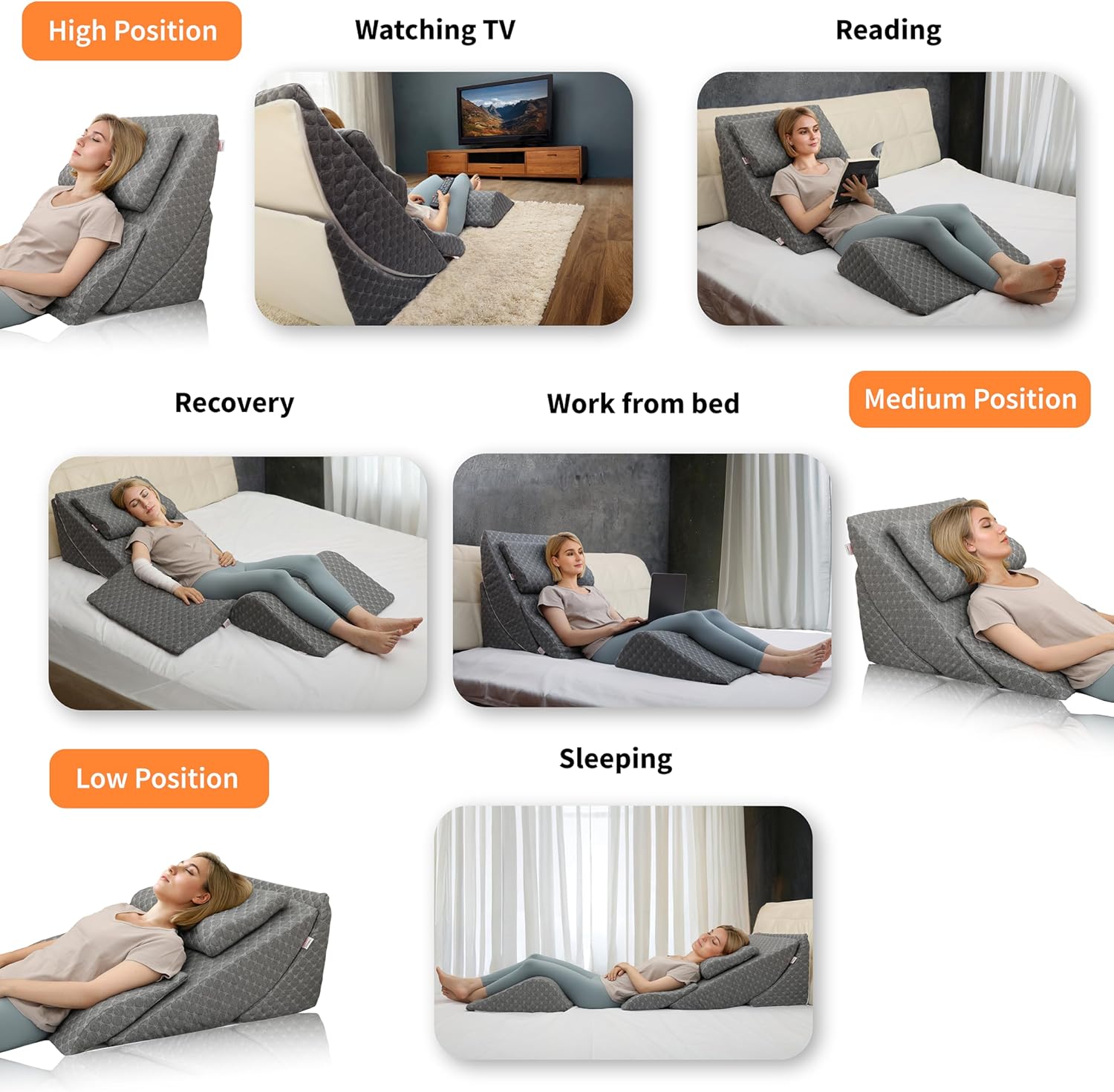 Lenora Adjustable Orthopedic Wedge Pillow Set