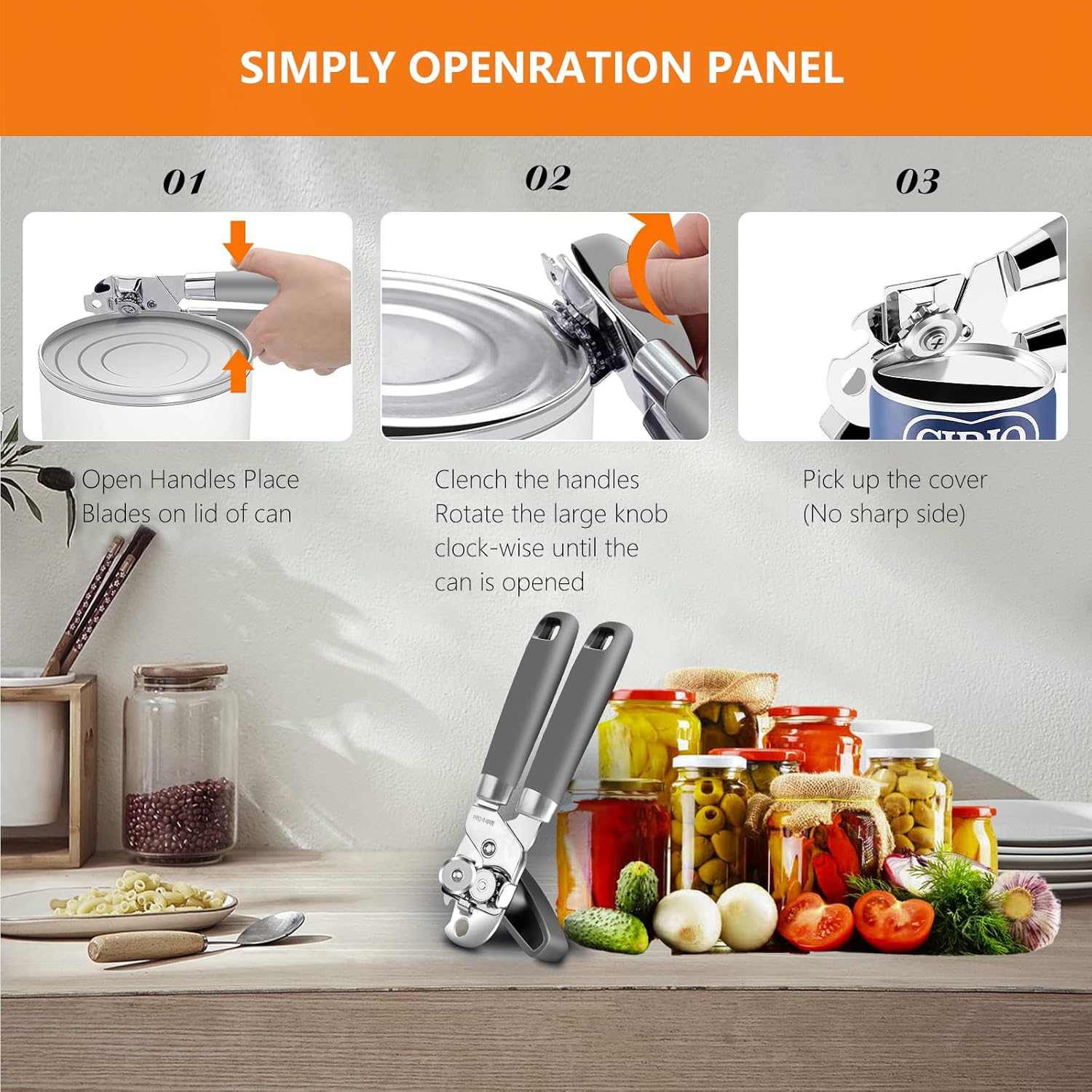OUTWAY 3-In-1 Can Opener Bottle Opener Lever