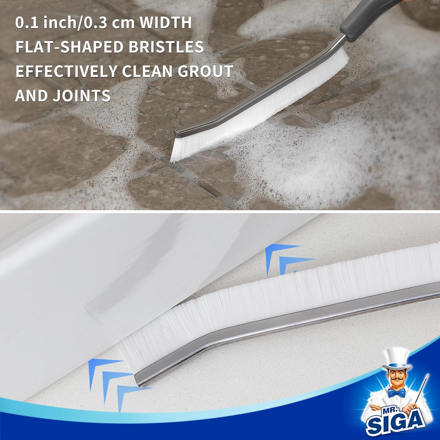 MRSIGA Crevice Cleaning Brush 2 Pack