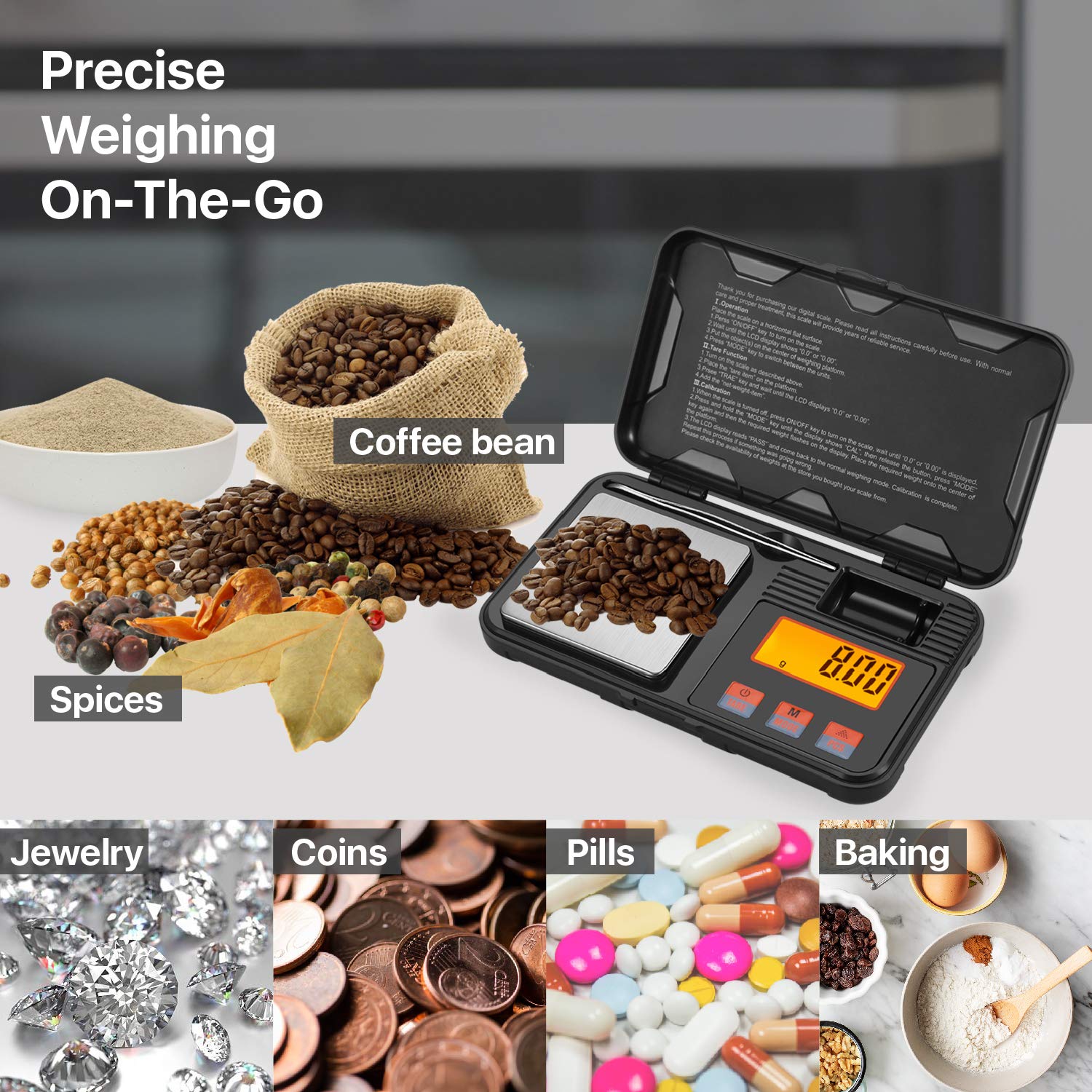 Flexzion Digital Scale Pocket Size 50g 001g Precision