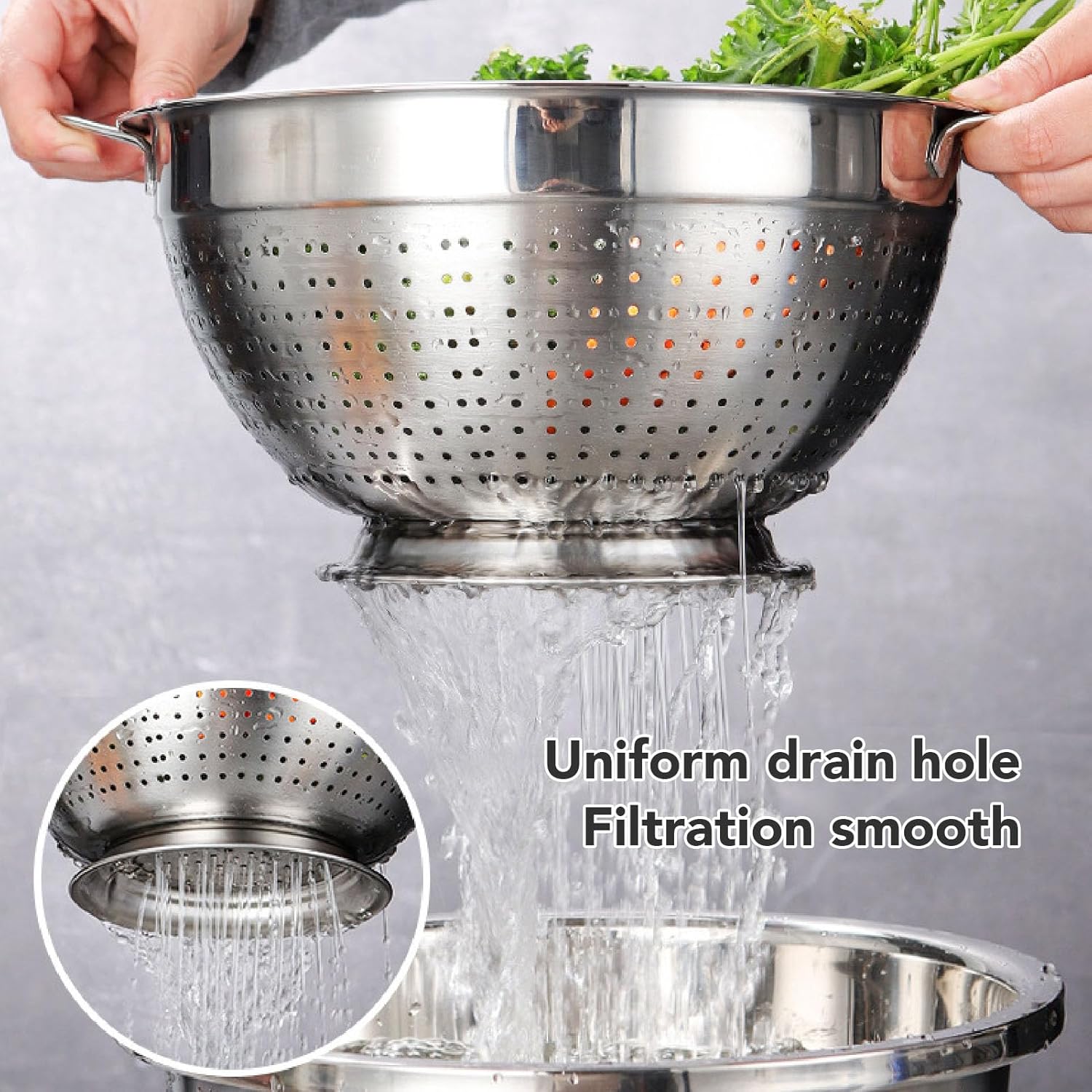 Fockety 28cm Stainless Steel Colander with Handle 1