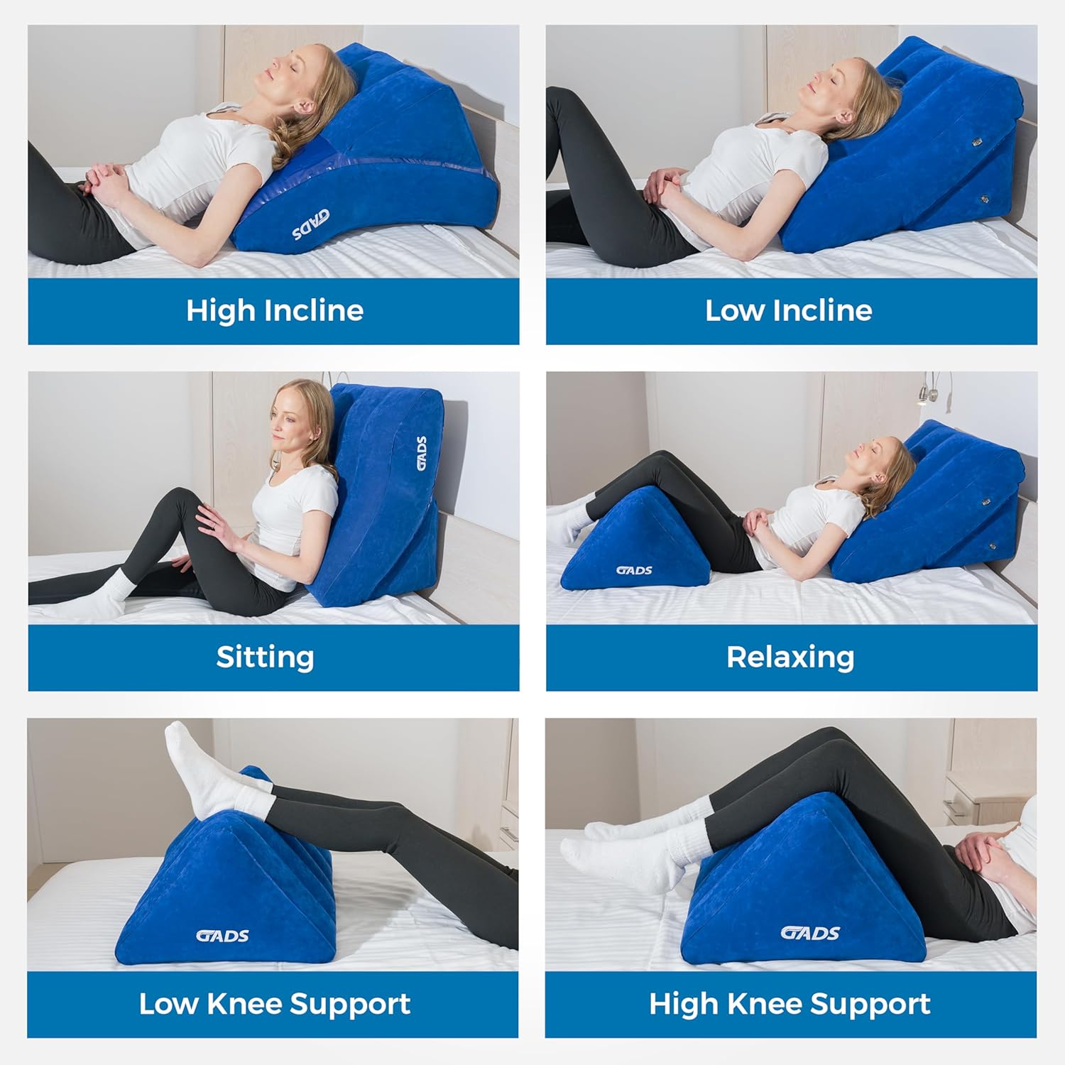 Gads Inflatable Wedge Pillow Set for Leg Elevation and Travel