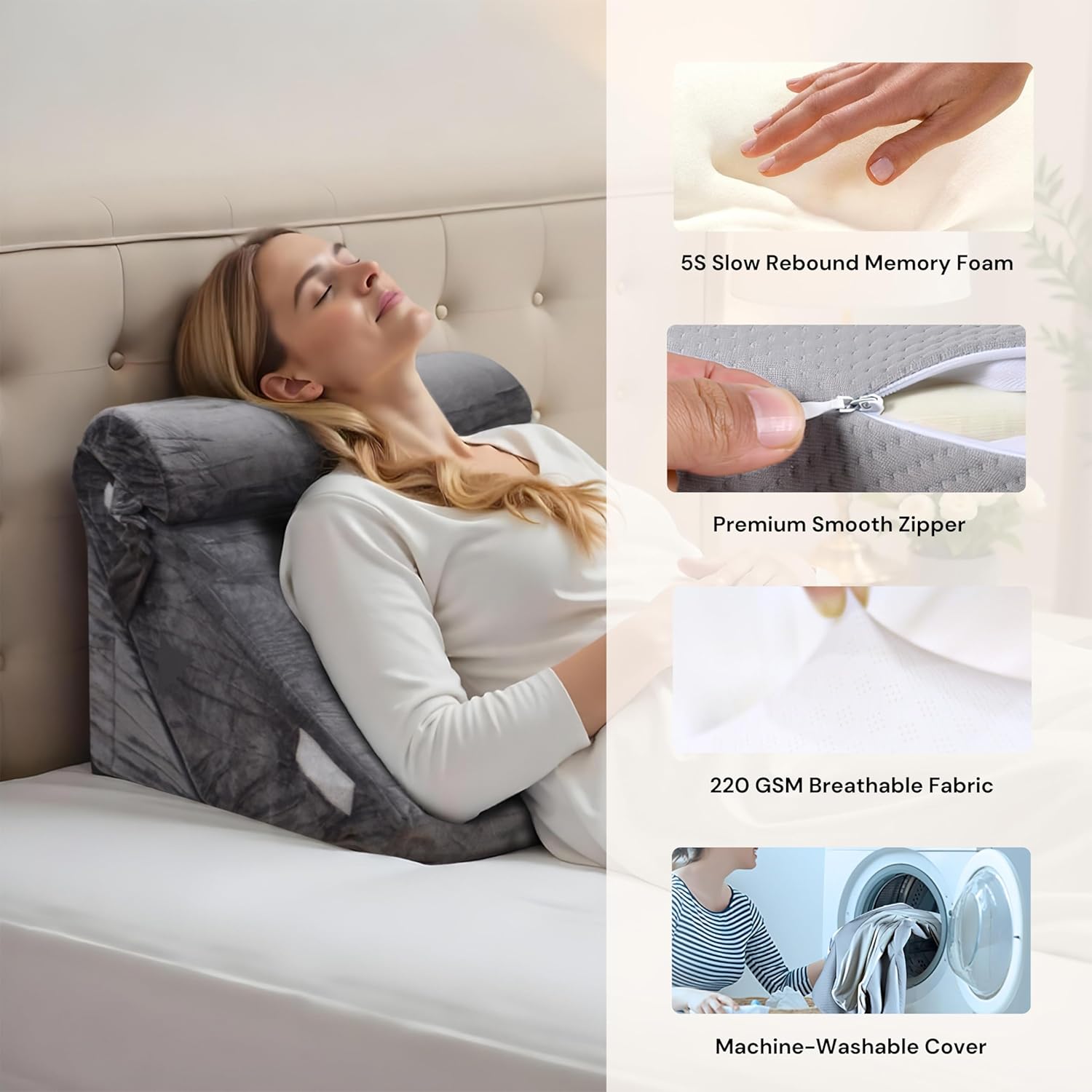 LJA PRIME 3Pcs Wedge Pillow Set for Sleep Apnea Relief