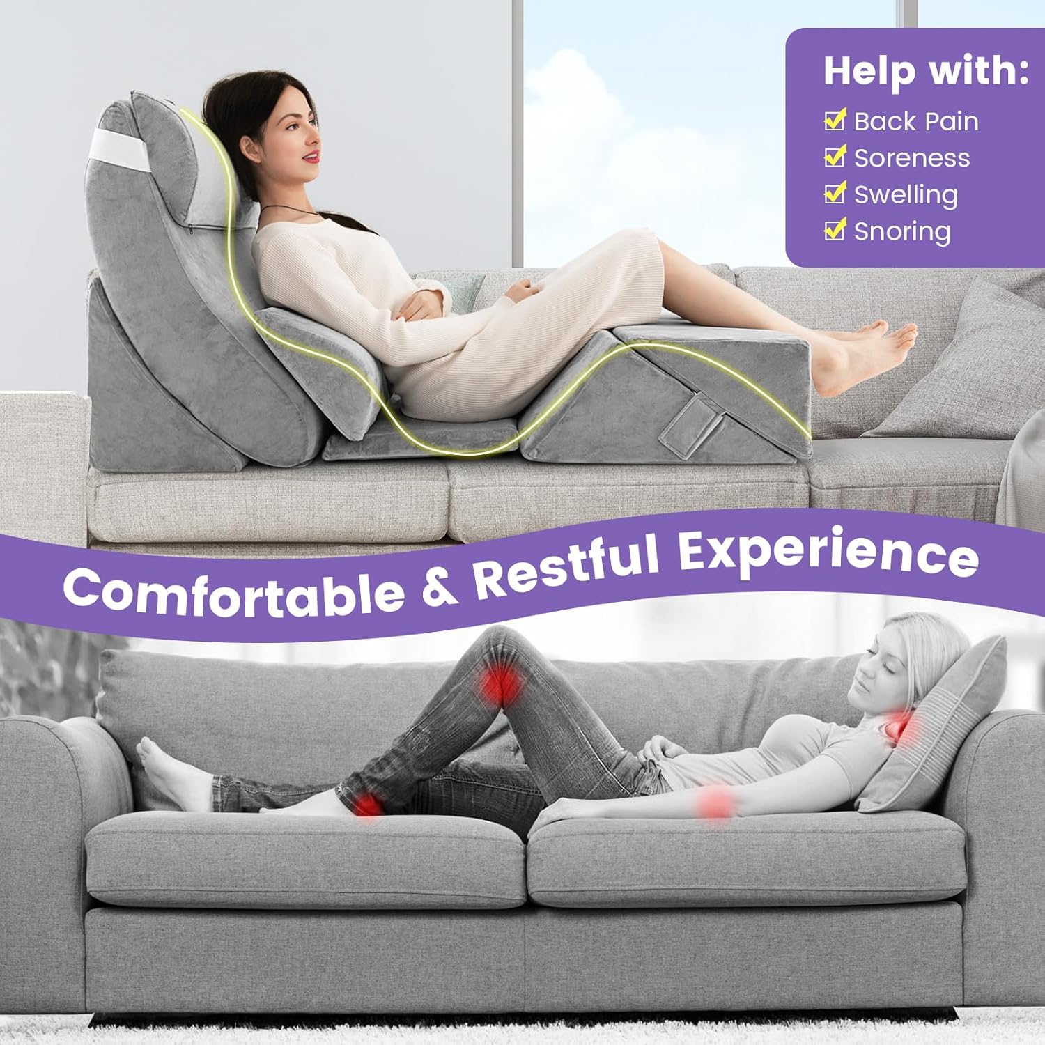 KOMFOTT 7 PCS Orthopedic Wedge Pillow Set