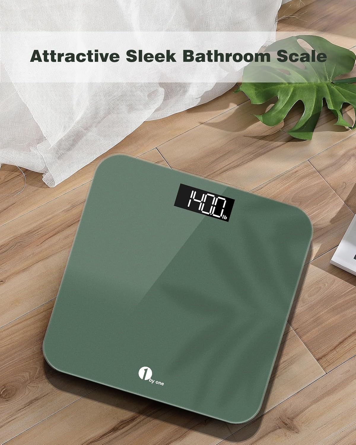 1byone Digital Bath Scale with LED Display 400lbs Midnight Green