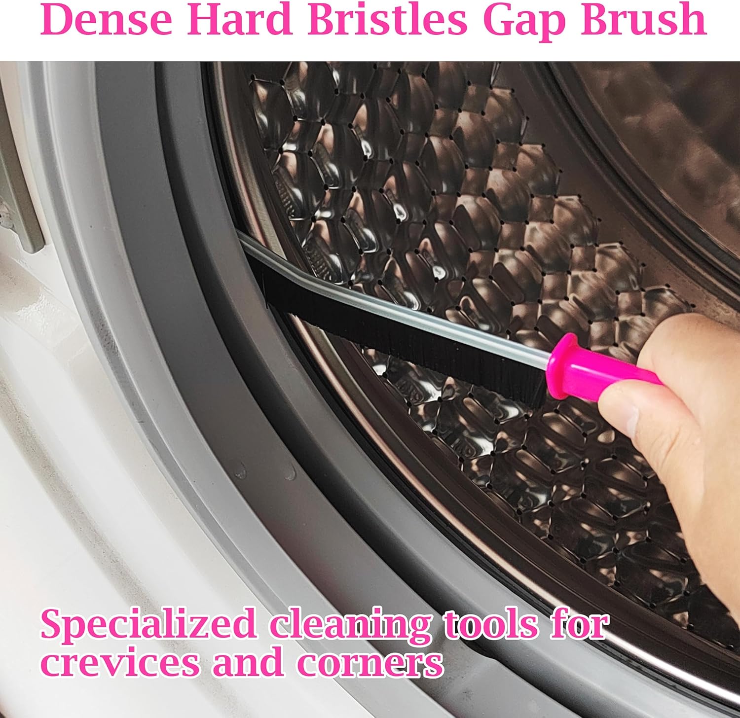 4 Pcs Hard Bristle Crevice Cleaning Brush Set in Pink