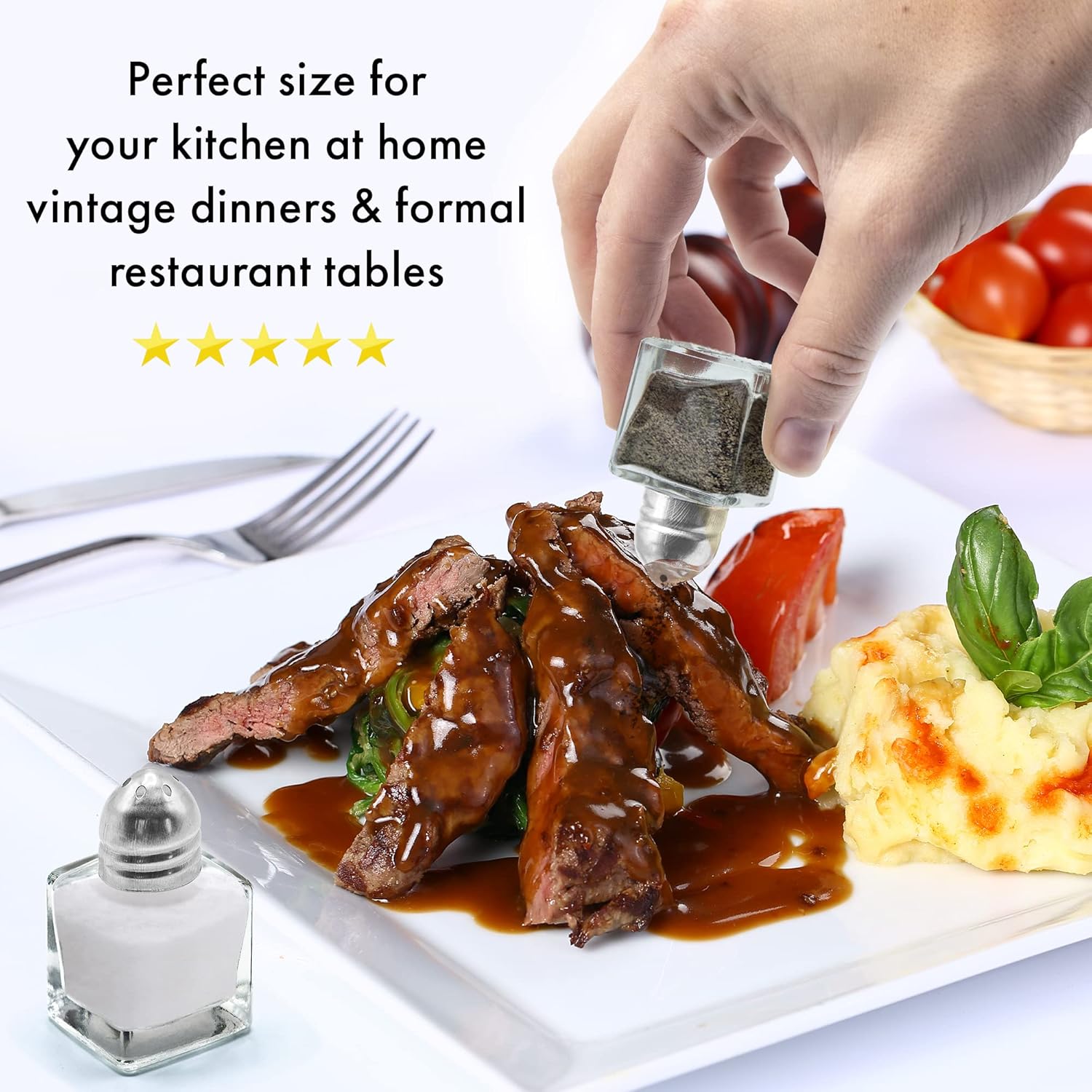 Srenta 24-Pack Clear Glass Salt Pepper Shakers