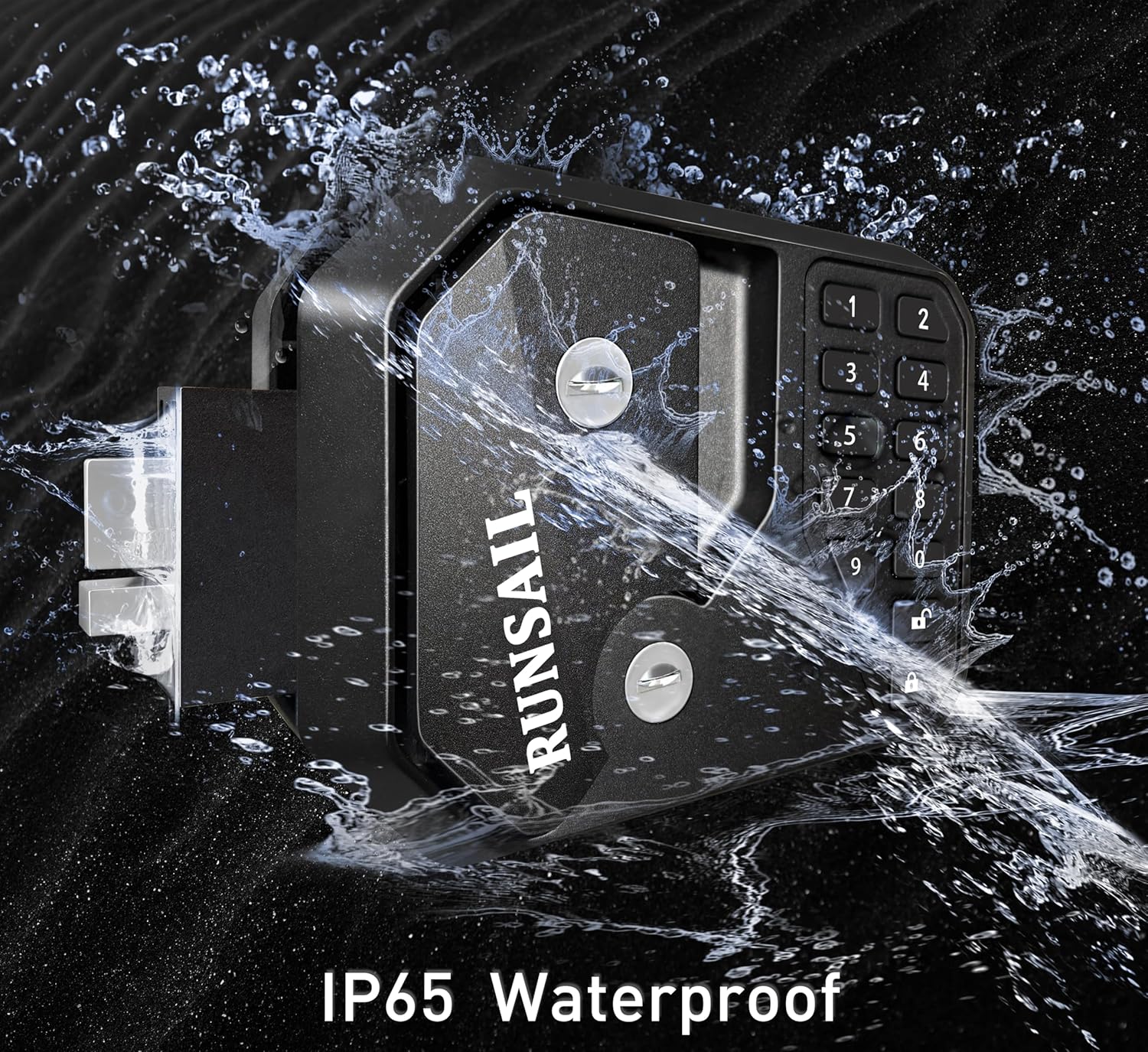 RUNSAIL RV Door Lock with 12-Digit Keypad Remote and Backup Key