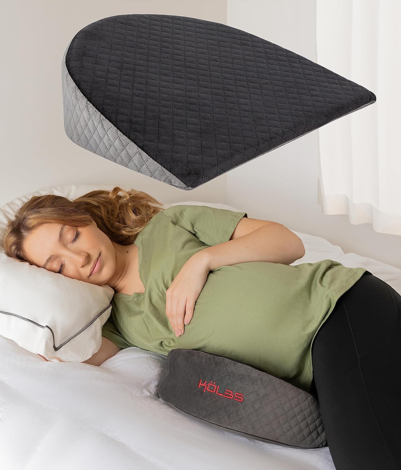 Klbs Wedge Pregnancy Pillow Memory Foam for Belly Leg Support