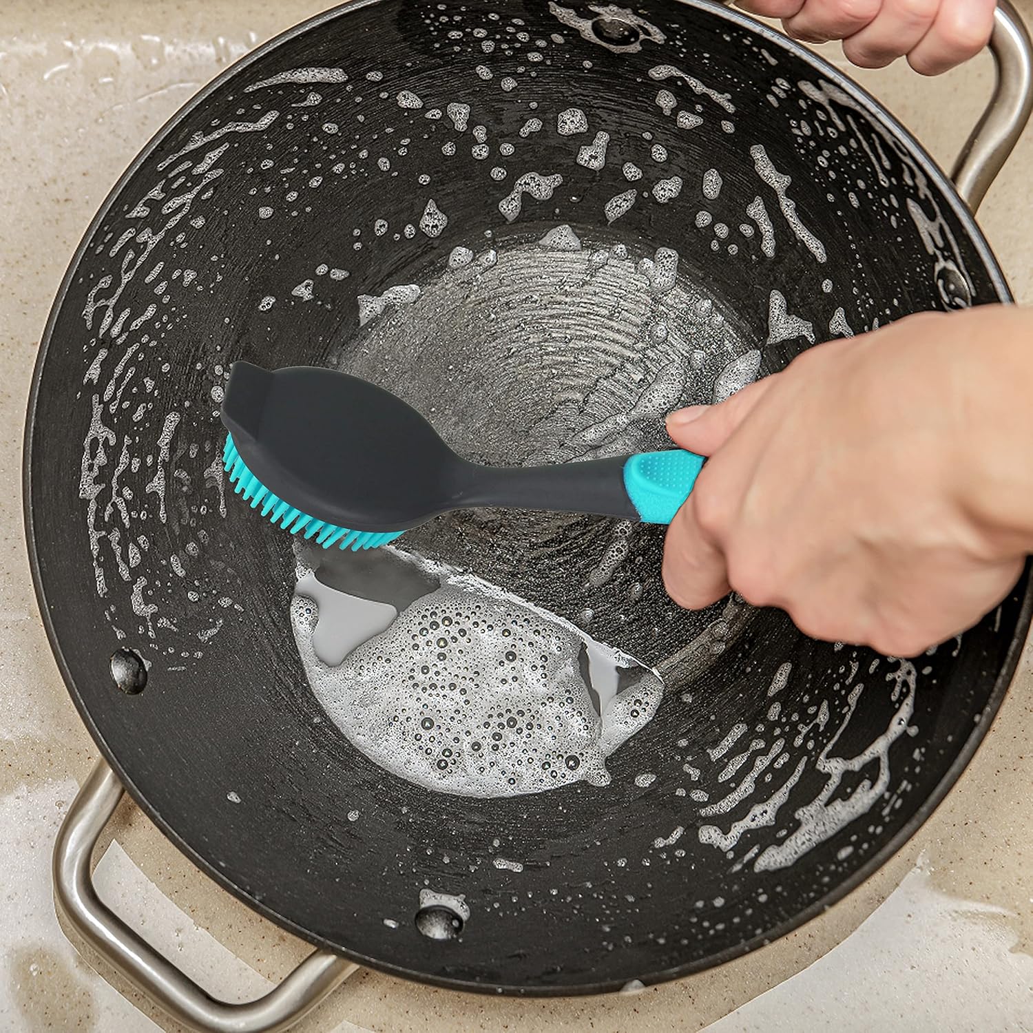 PHYEX 2-Pack Dish Brush with Handle and Scraper