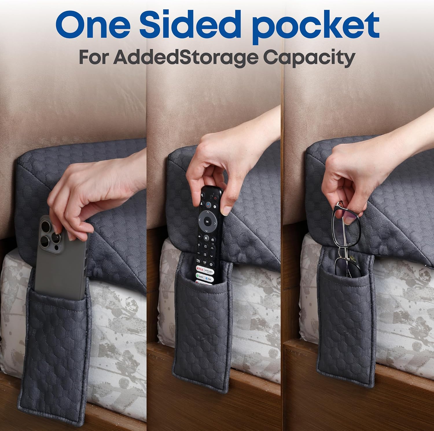 King Bed Wedge Pillow with Side Pocket - Triangle Gap Filler