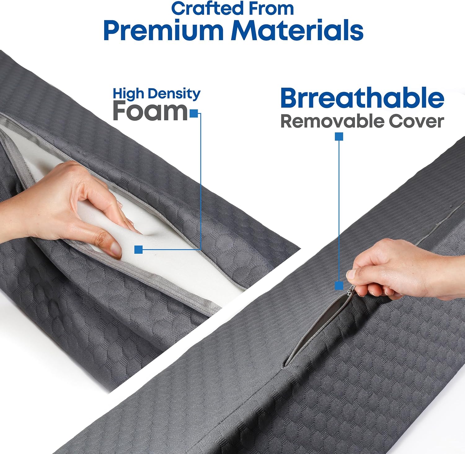 King Bed Wedge Pillow with Side Pocket - Triangle Gap Filler
